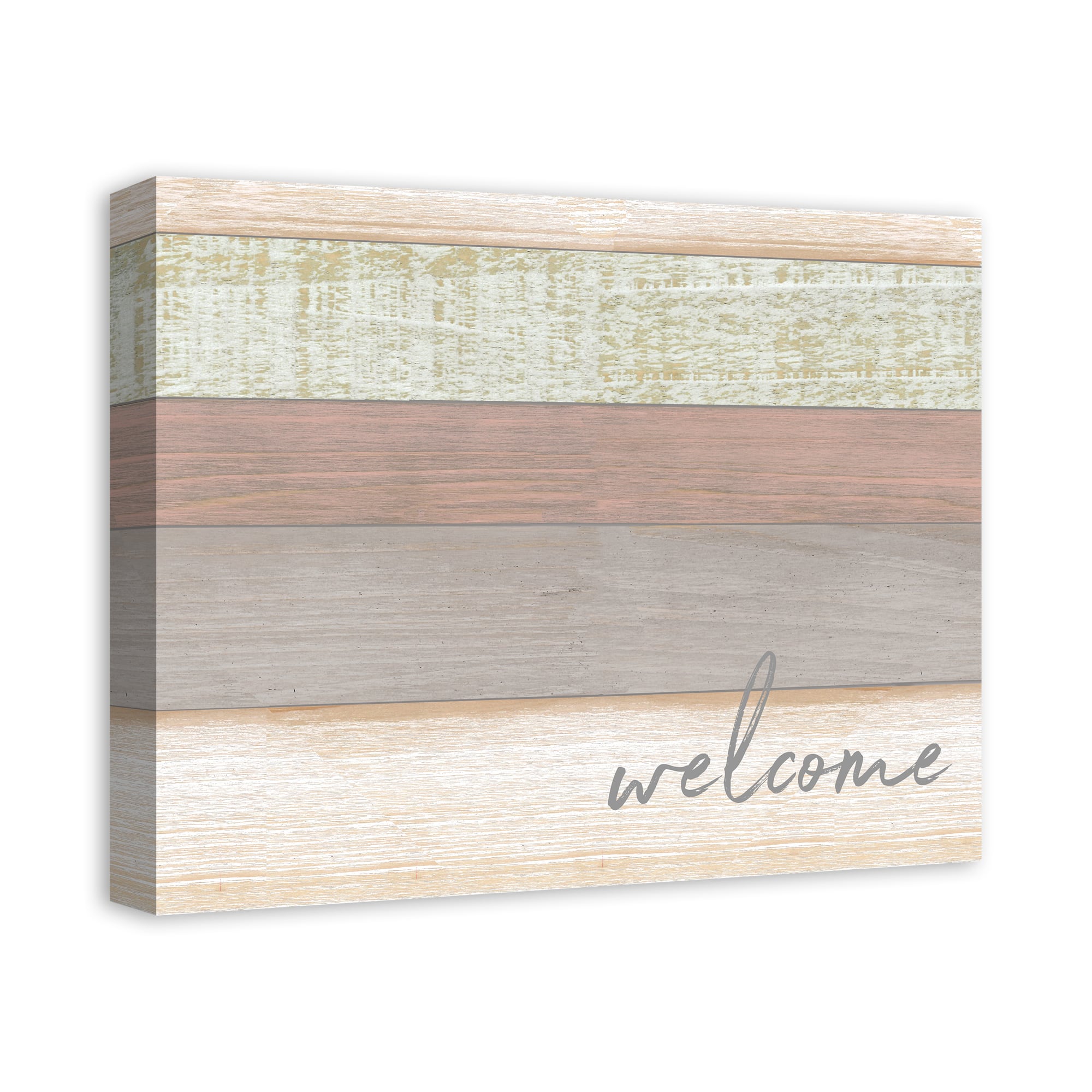 Welcome Wood Slats Canvas Wall Art