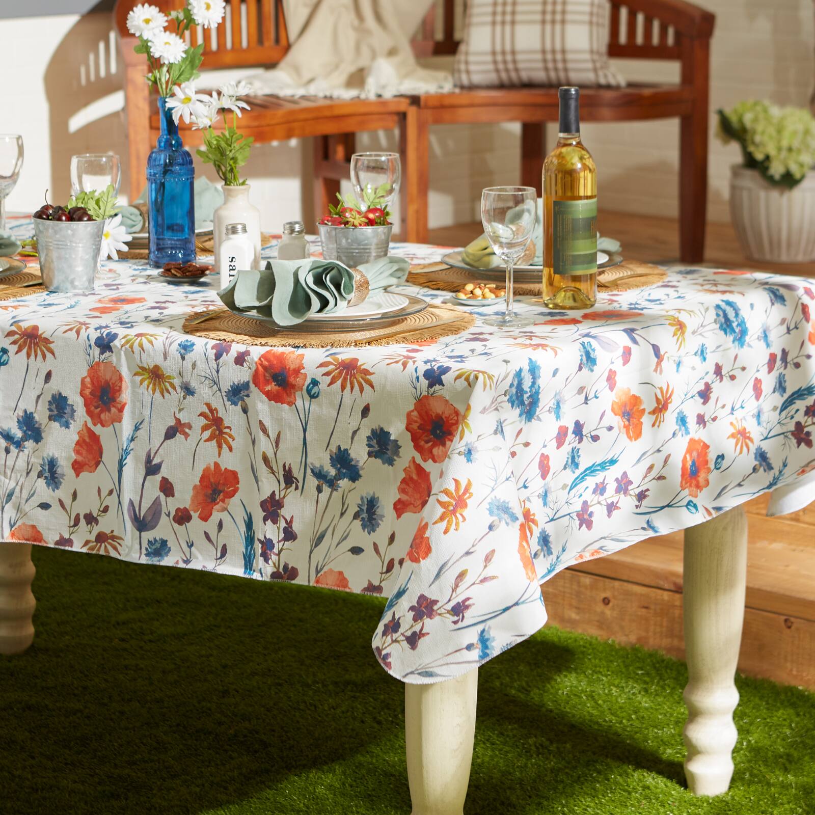 Spring Garden Vinyl Tablecloth 70" Round