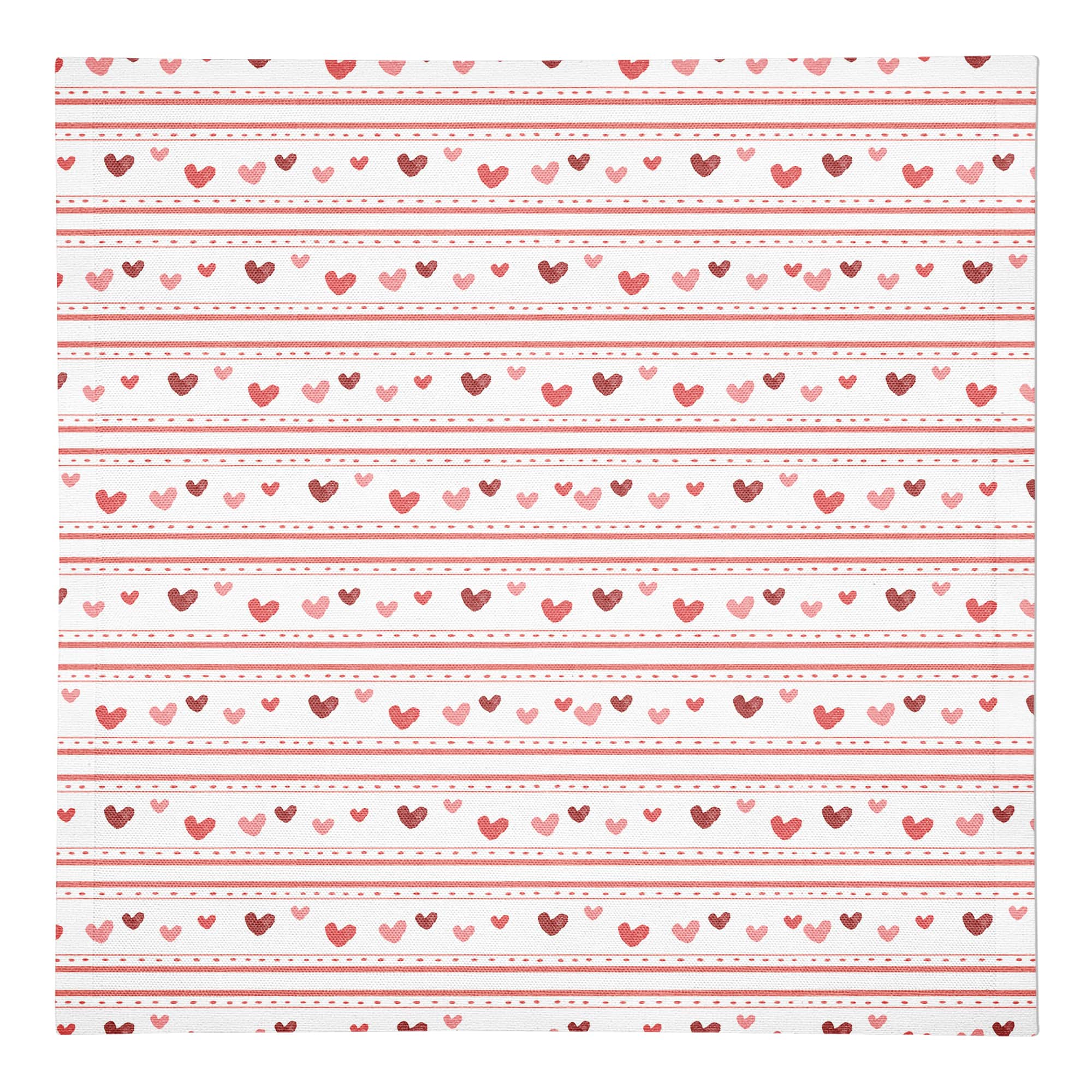 Multi Heart Stripes Pattern 10" x 10" Cotton Twill Napkin