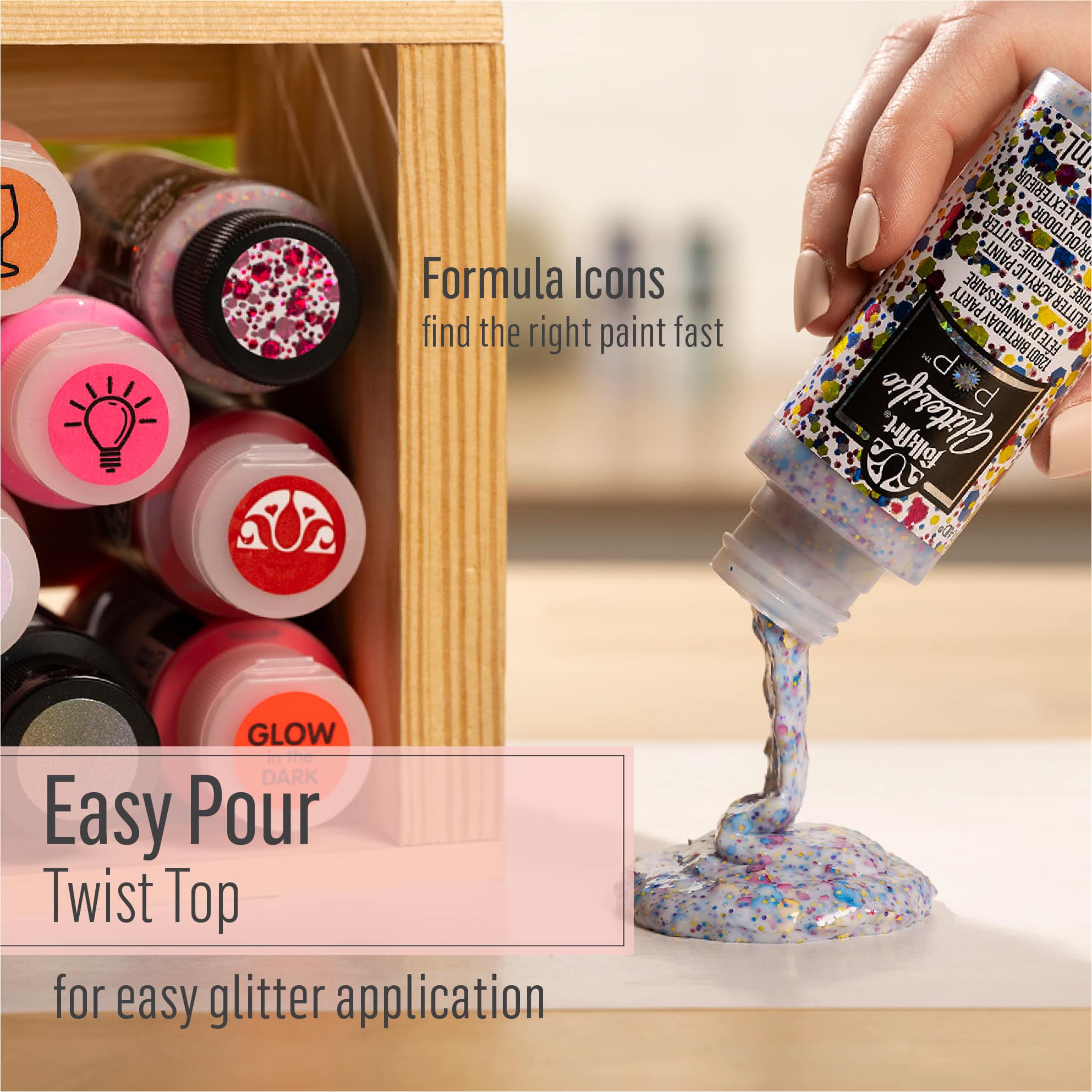 FolkArt&#xAE; Glitterific Pop&#x2122; Acrylic Paint, 2oz.