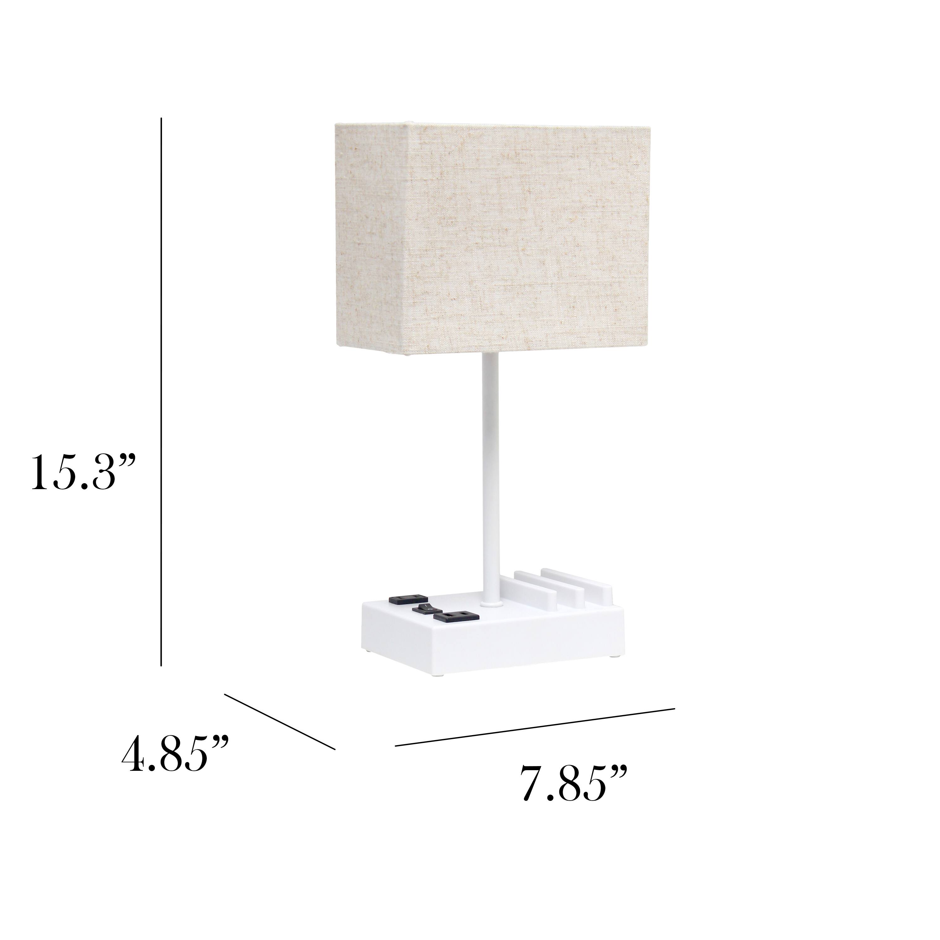 Simple Designs 15.3&#x22; Table Lamp with 2 USB Ports &#x26; Charging Outlet