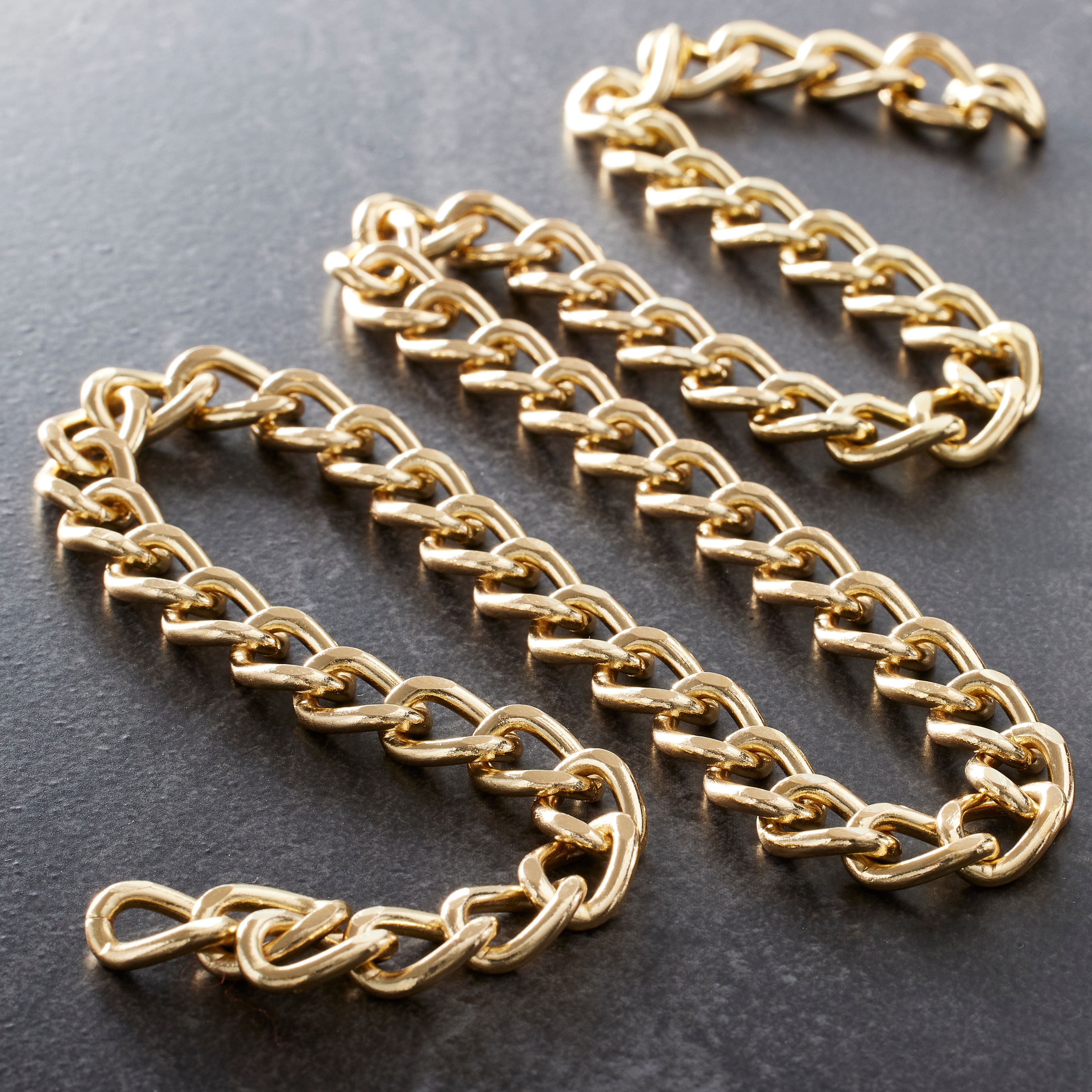 12 Pack: 24" Large Gold Flat Curb Chain by Bead Landing™