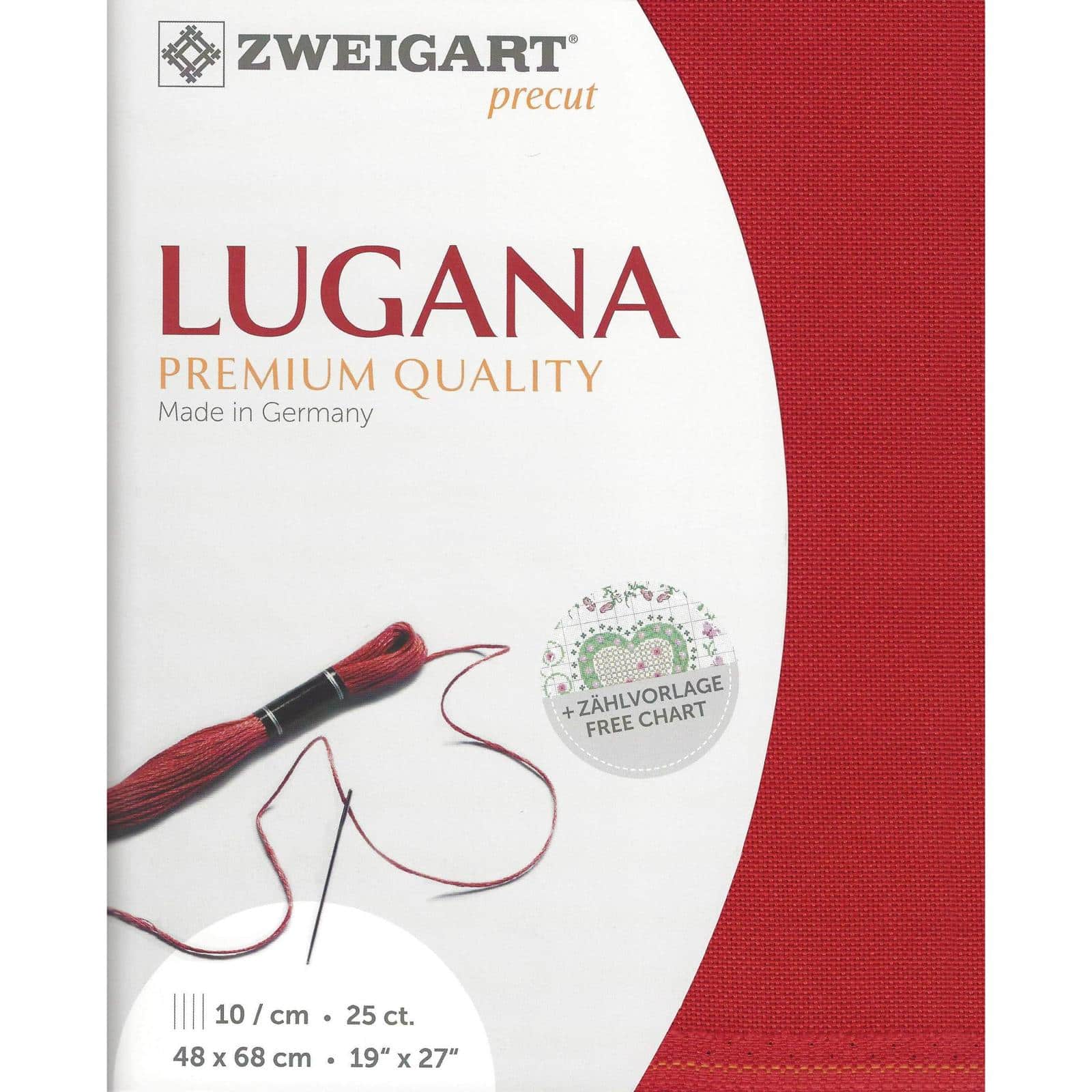 Zweigart Precut Murano Lugana Stoff - 48x68cm, Farbe 9033, Kompakter Zuschnitt