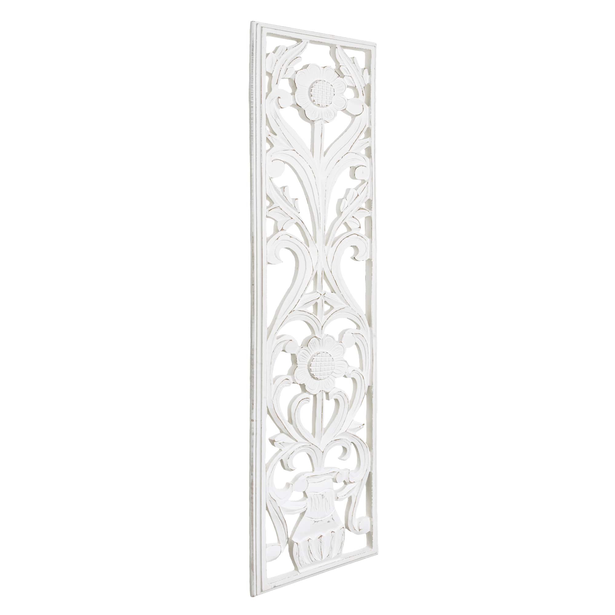American Art D&#xE9;cor&#x2122; 48&#x22; Hand-Carved Floral Wood Panel Wall Art D&#xE9;cor