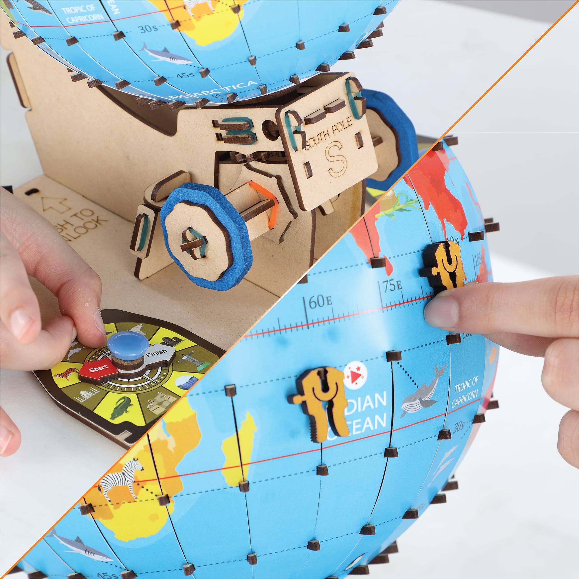 Elenco&#xAE; Smartivity&#xAE; Globe Explorer Wooden Model Engineering STEM Learning Toy
