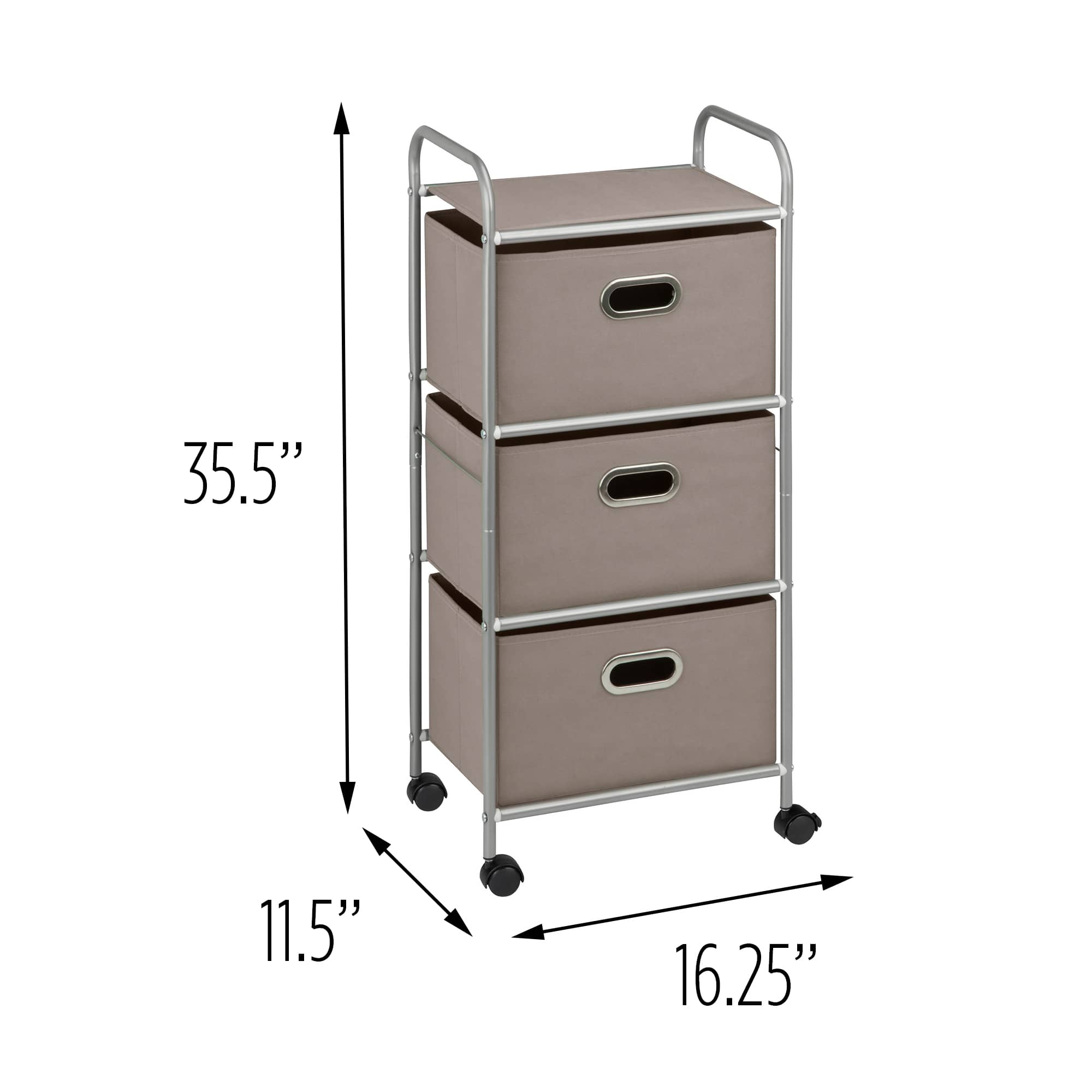Honey Can Do Gray 3-Drawer Rolling Cart