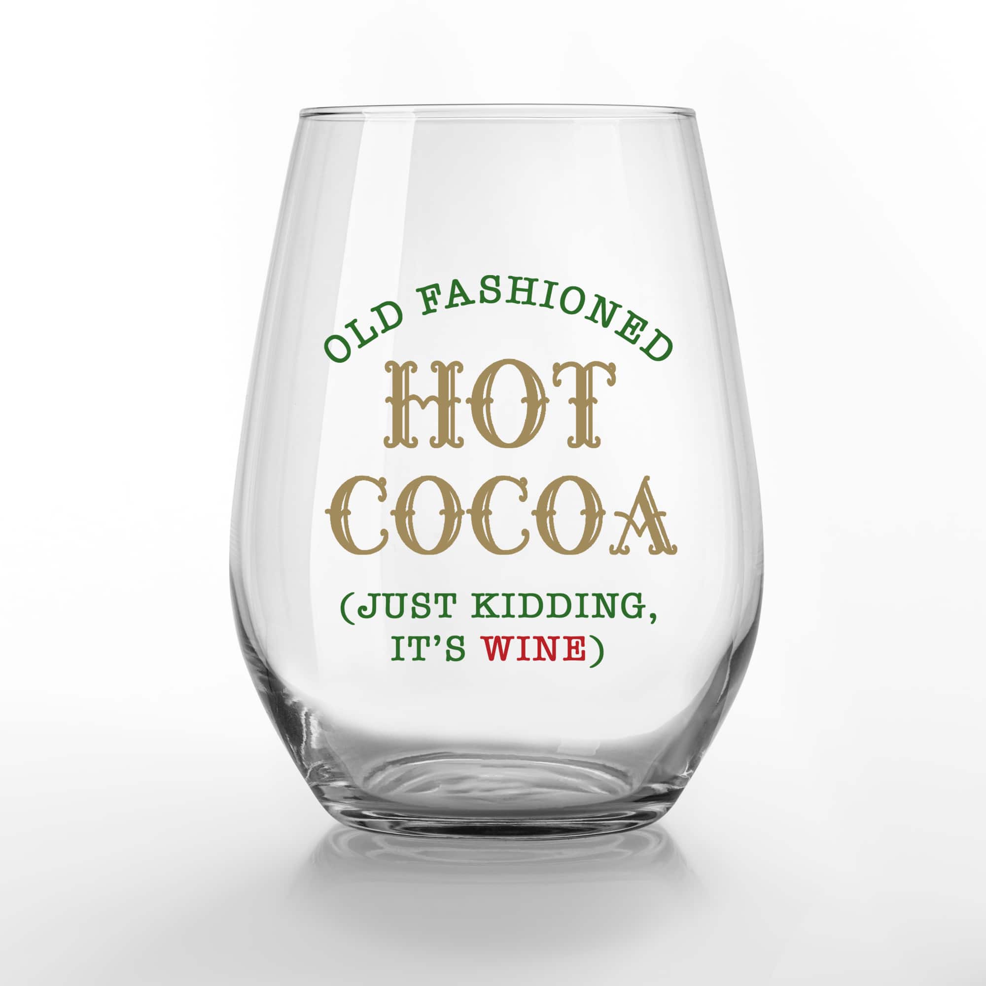 15oz. Old Fashioned Hot Cocoa Printed Stemless Wine Glass