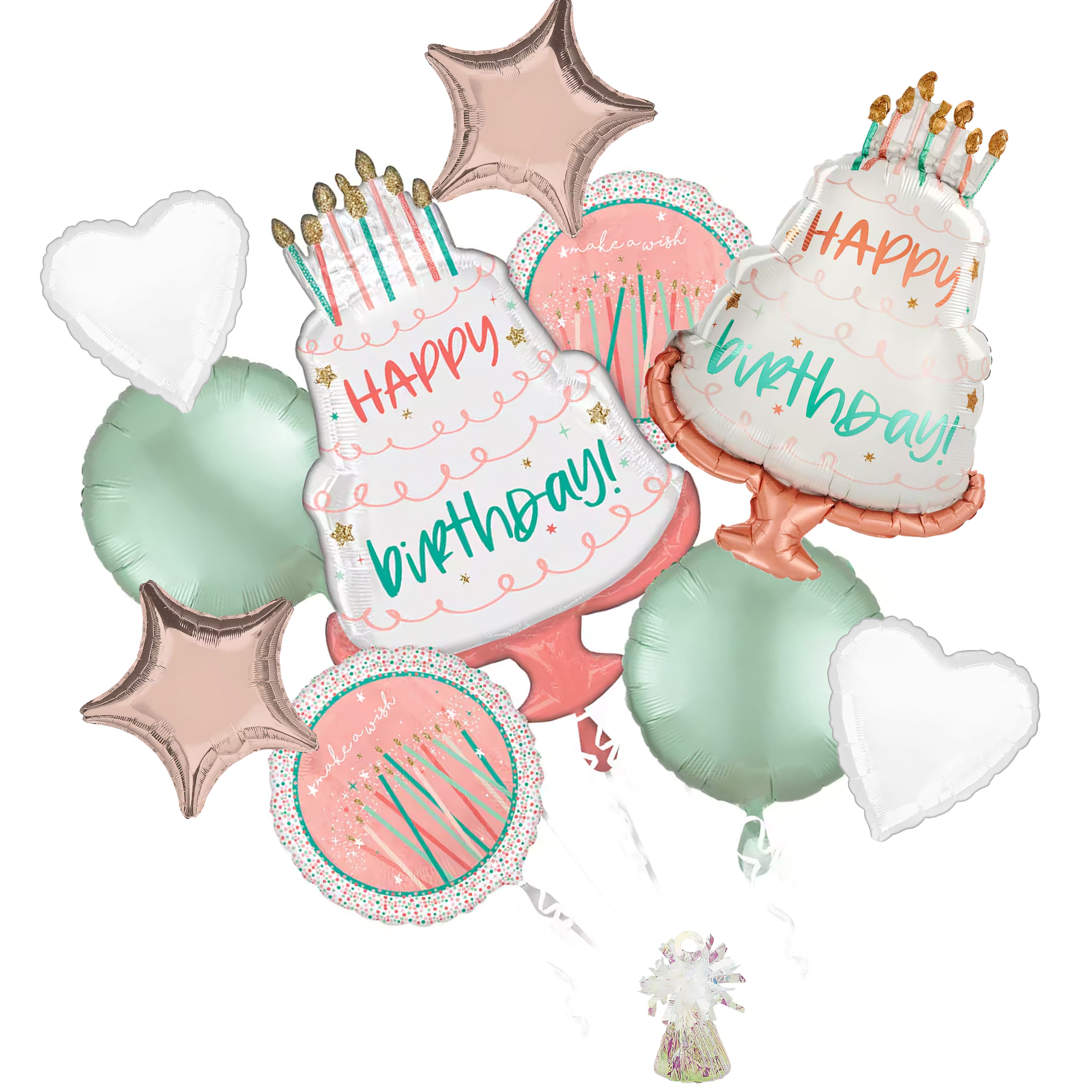 Happy Birthday Cake Build Up Foil Balloon Bundle