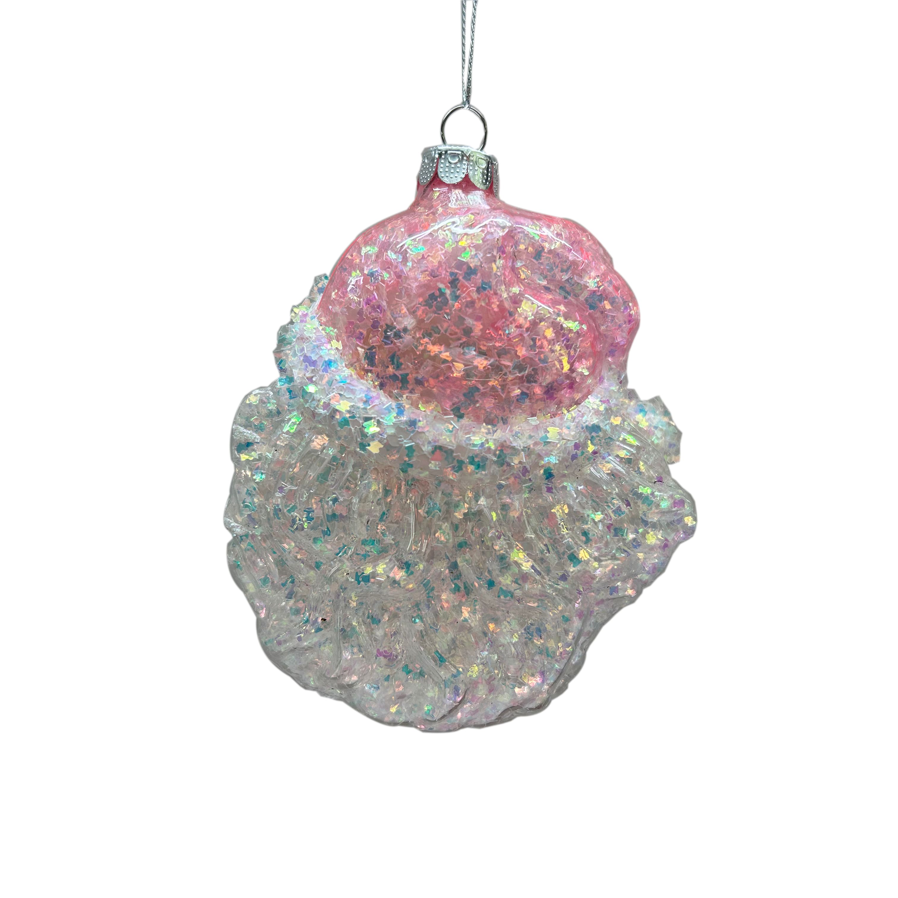 4.25&#x22; Pink &#x26; White Santa Glass Ornament by Ashland&#xAE;