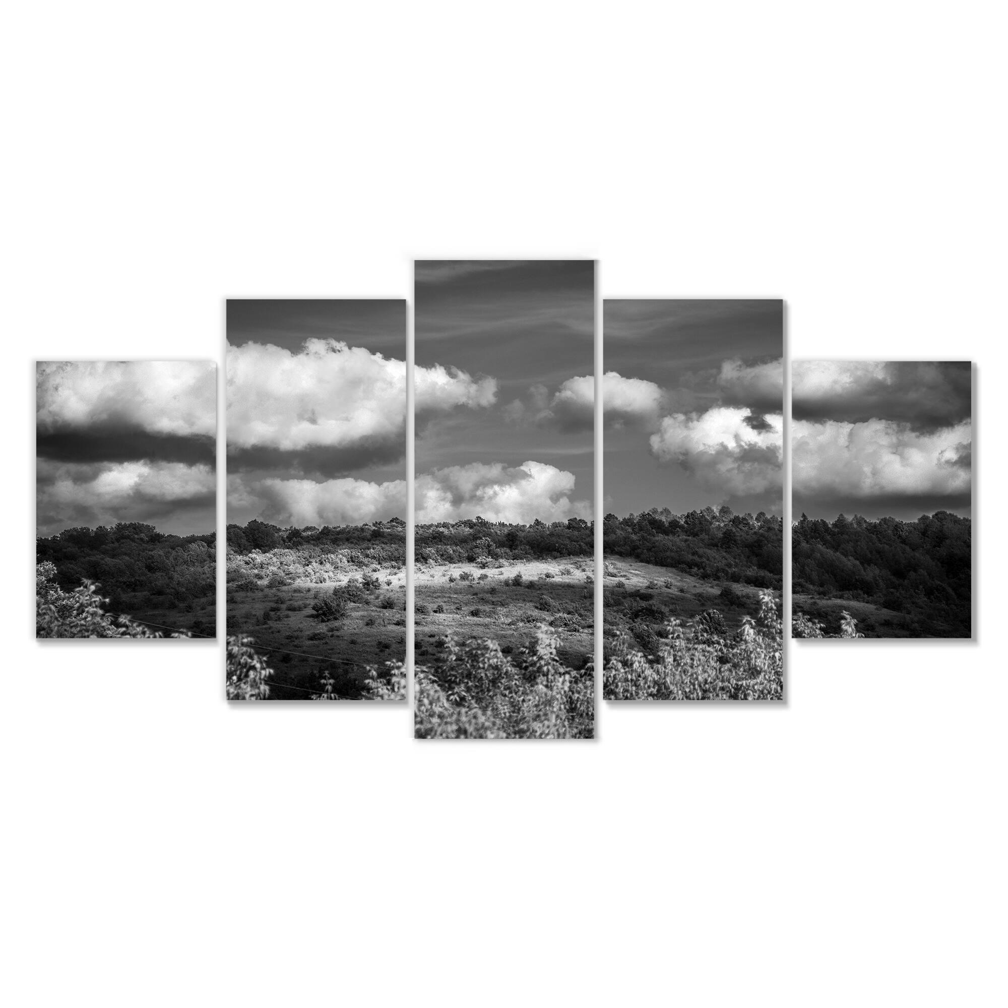 Designart - Green Hills under Cloudy Sky - Extra Large Wall Art Landscape