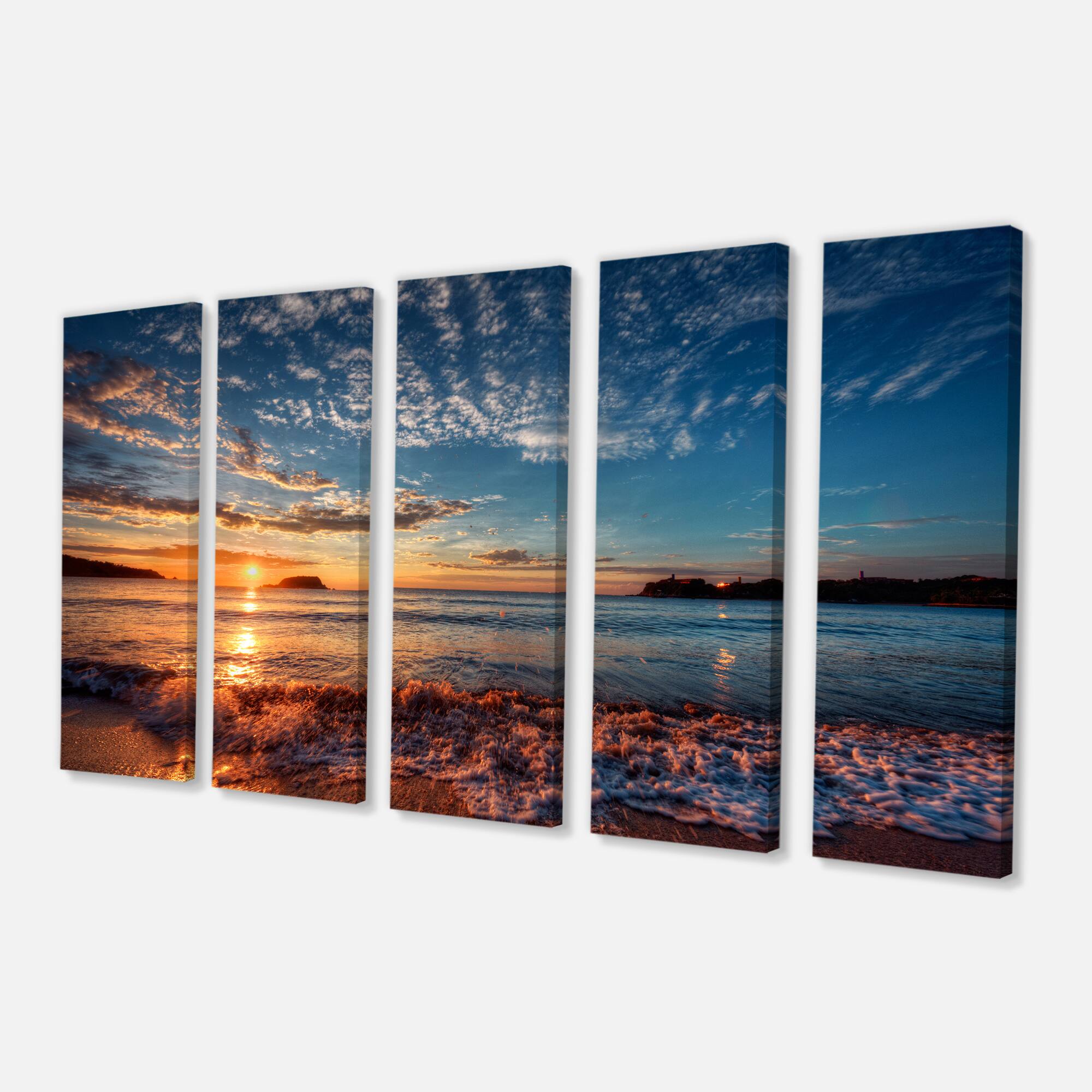 Designart - Tranquil Beach and Whimsical Clouds - Seashore Photo Canvas Art Print