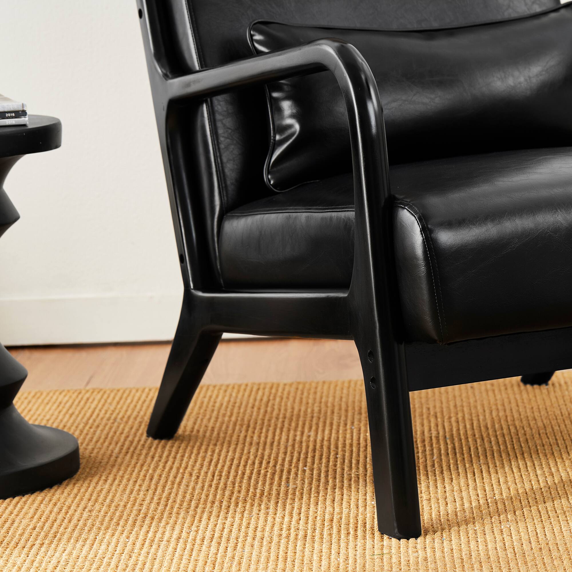 Glitzhome&#xAE; Mid-Century Faux Leather Accent Chair