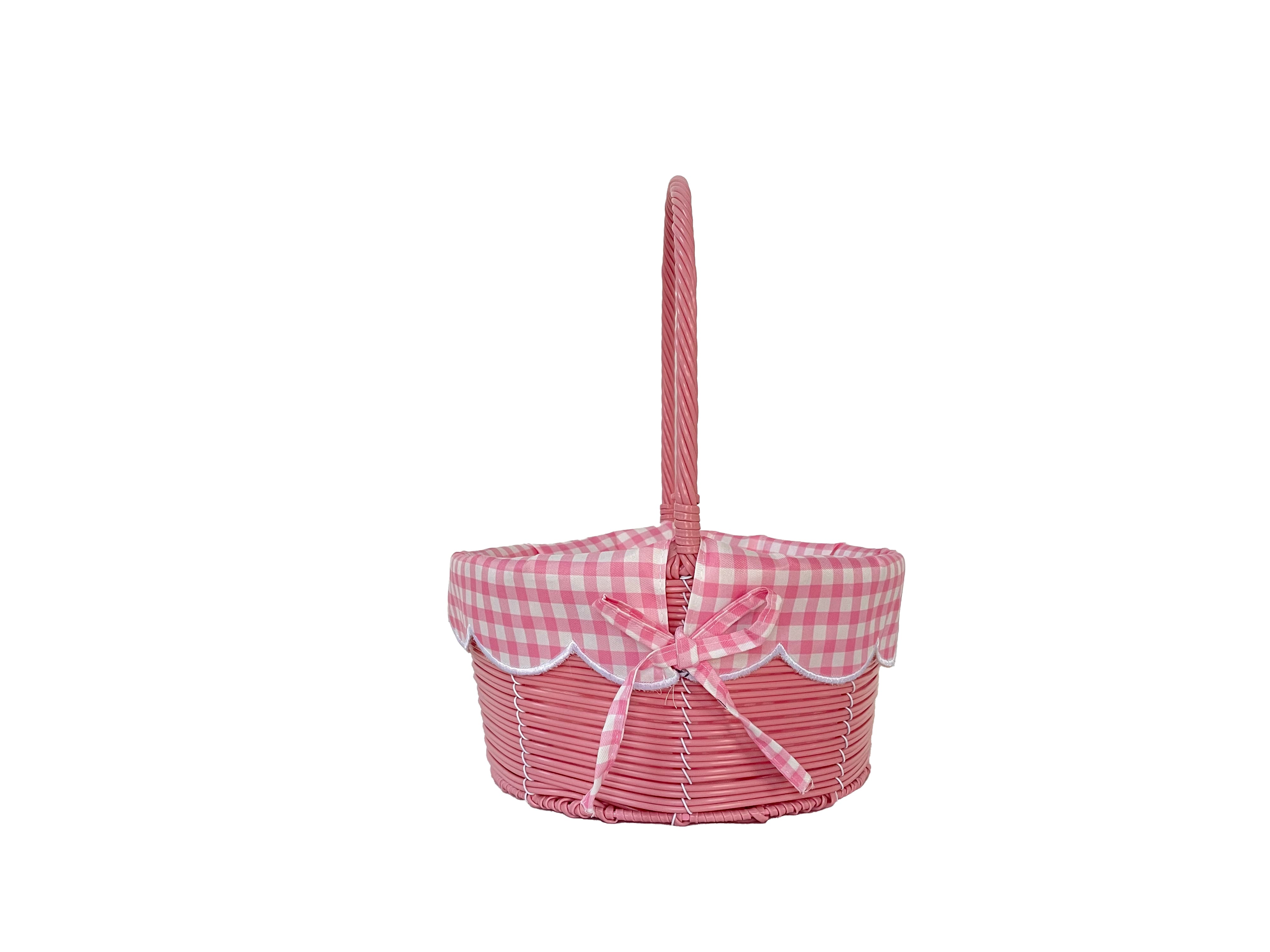 Pink Plastic Basket with Gingham Liner by Ashland®
