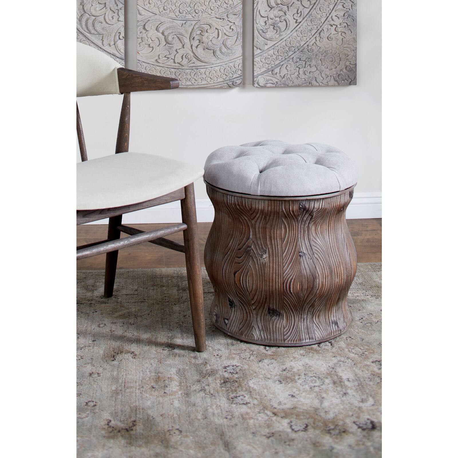 18" Chinese Fir Rustic Stool