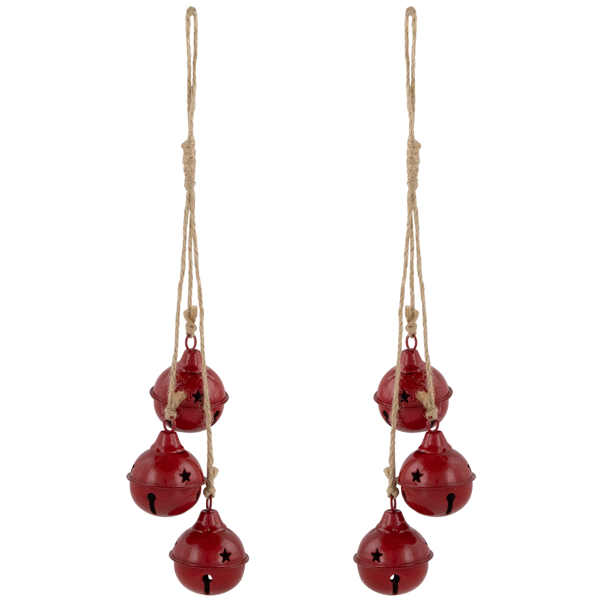 Cascading Christmas Jingle Bell Ornaments- 13.5&#x22; - Red - Set of 2