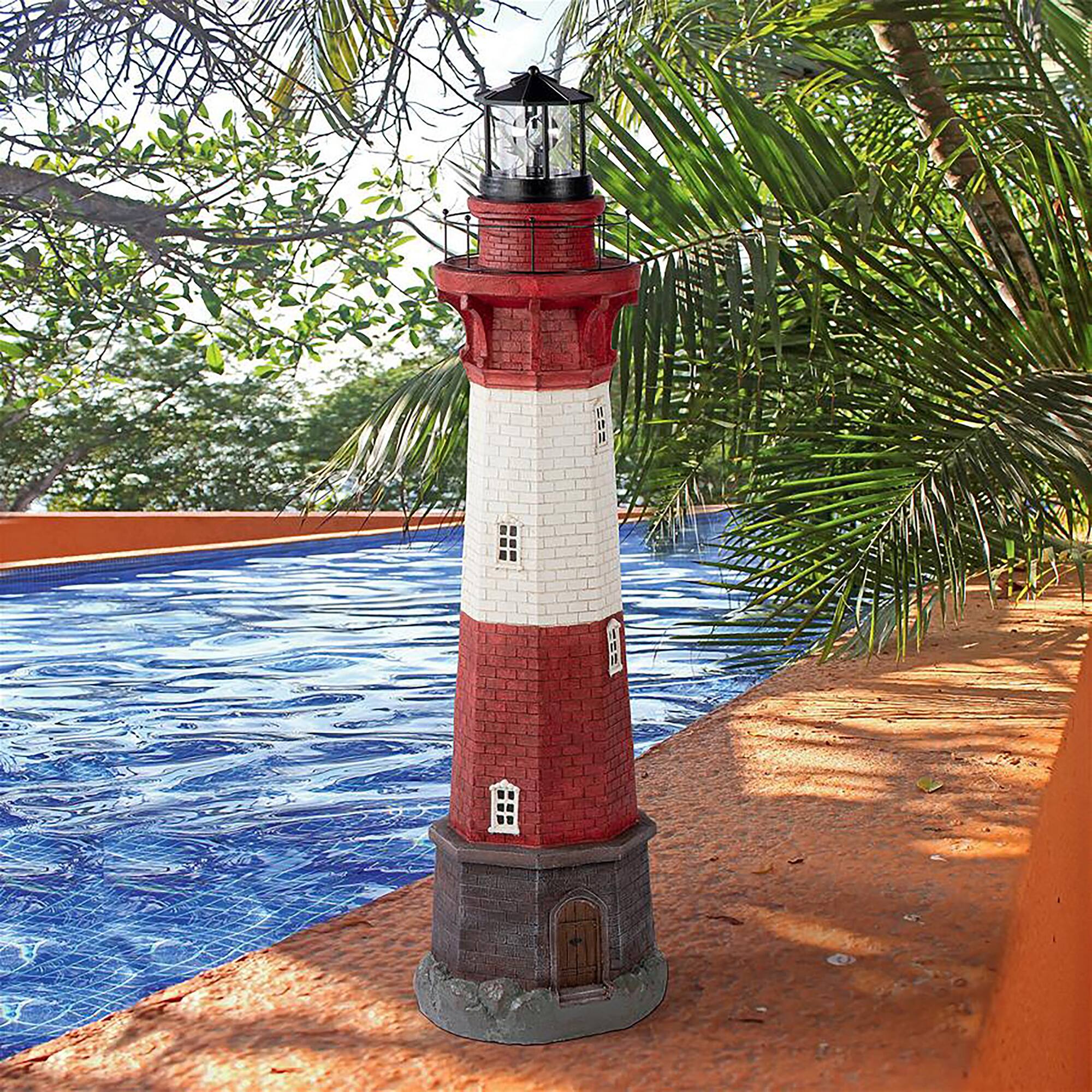 Design Toscano 48.5&#x22; LED Coastal Shoal Lighthouse Solar Beacon Statue