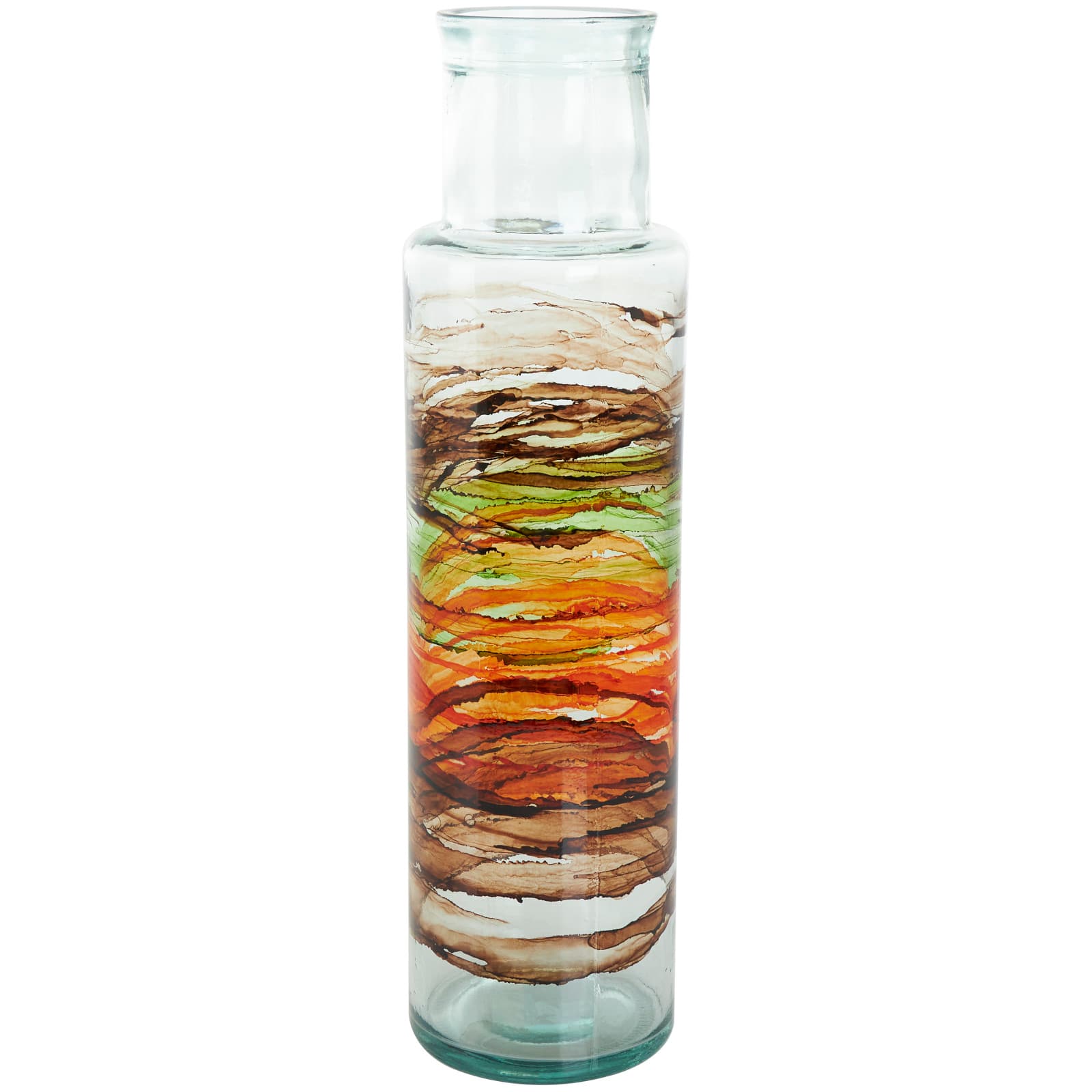22&#x22; Multicolor Swirl Glass Cylinder Vase