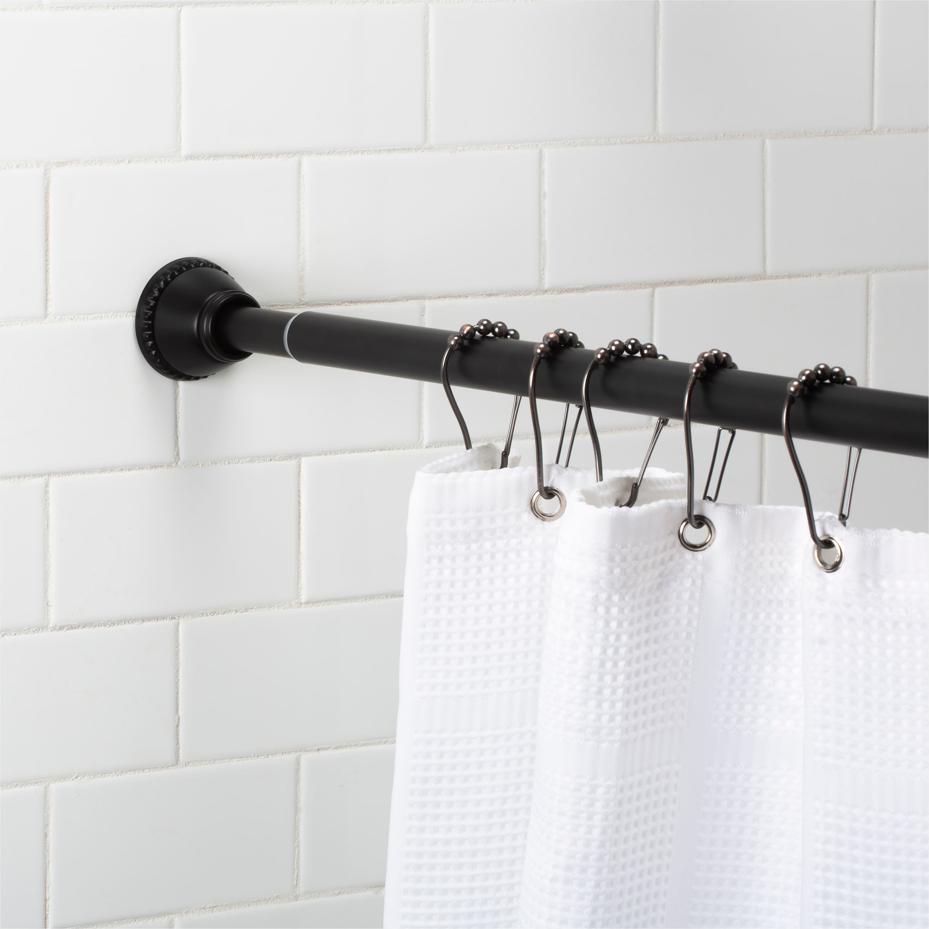 Bath Bliss Matte Black Decorative Tension Shower Rod