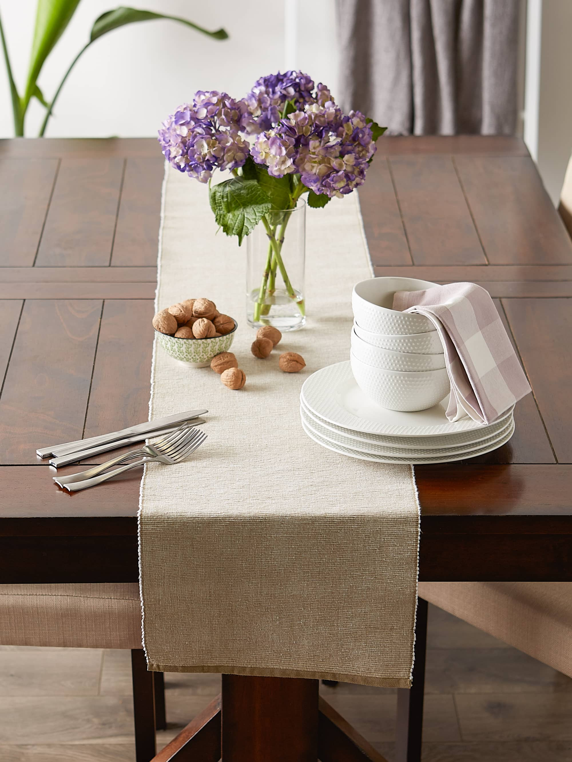 DII&#xAE; 72&#x22; Chambray Ribbed Cotton Table Runner