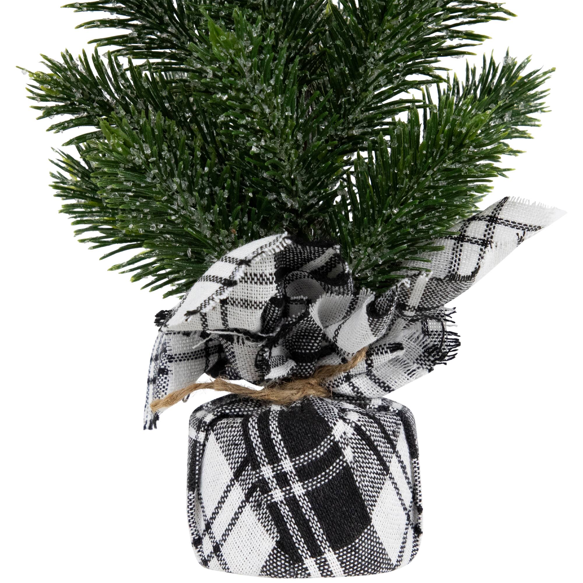 10&#x22; Unlit Iced Pine Artificial Christmas Tree Set