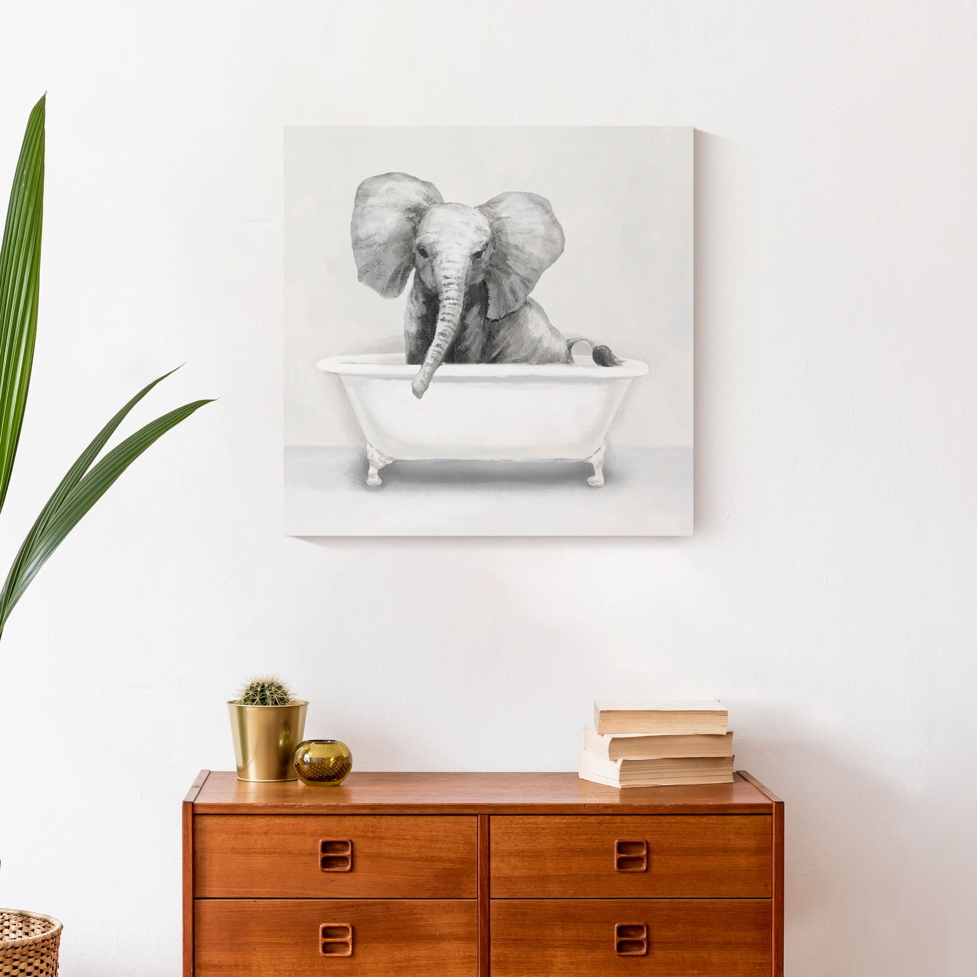 Elephant In The Tub 20" x 20" Canvas Wall Art