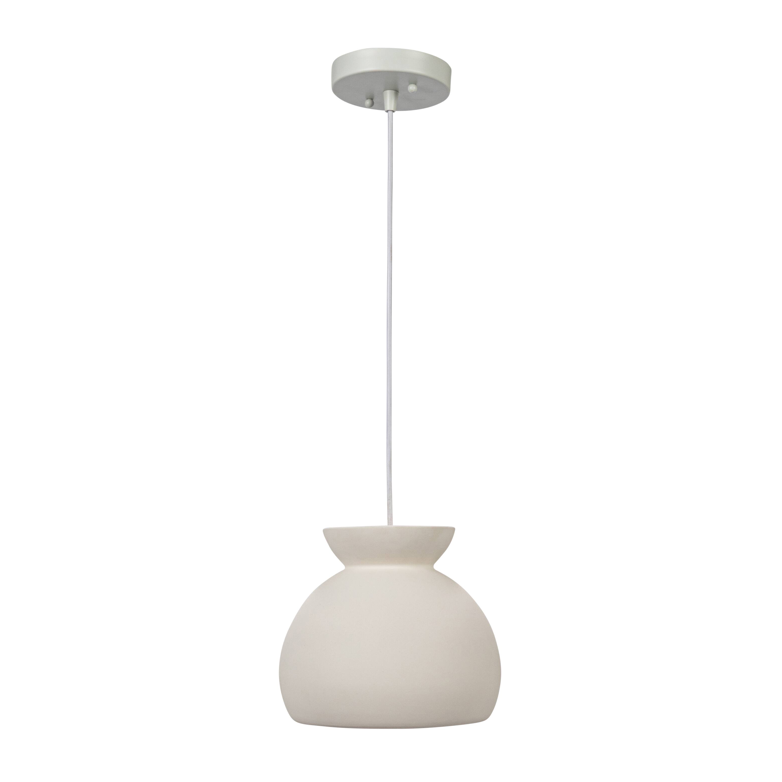 Hello Honey® Sienna Matte White Boho Ceramic Ceiling Light with White Fabric Cord