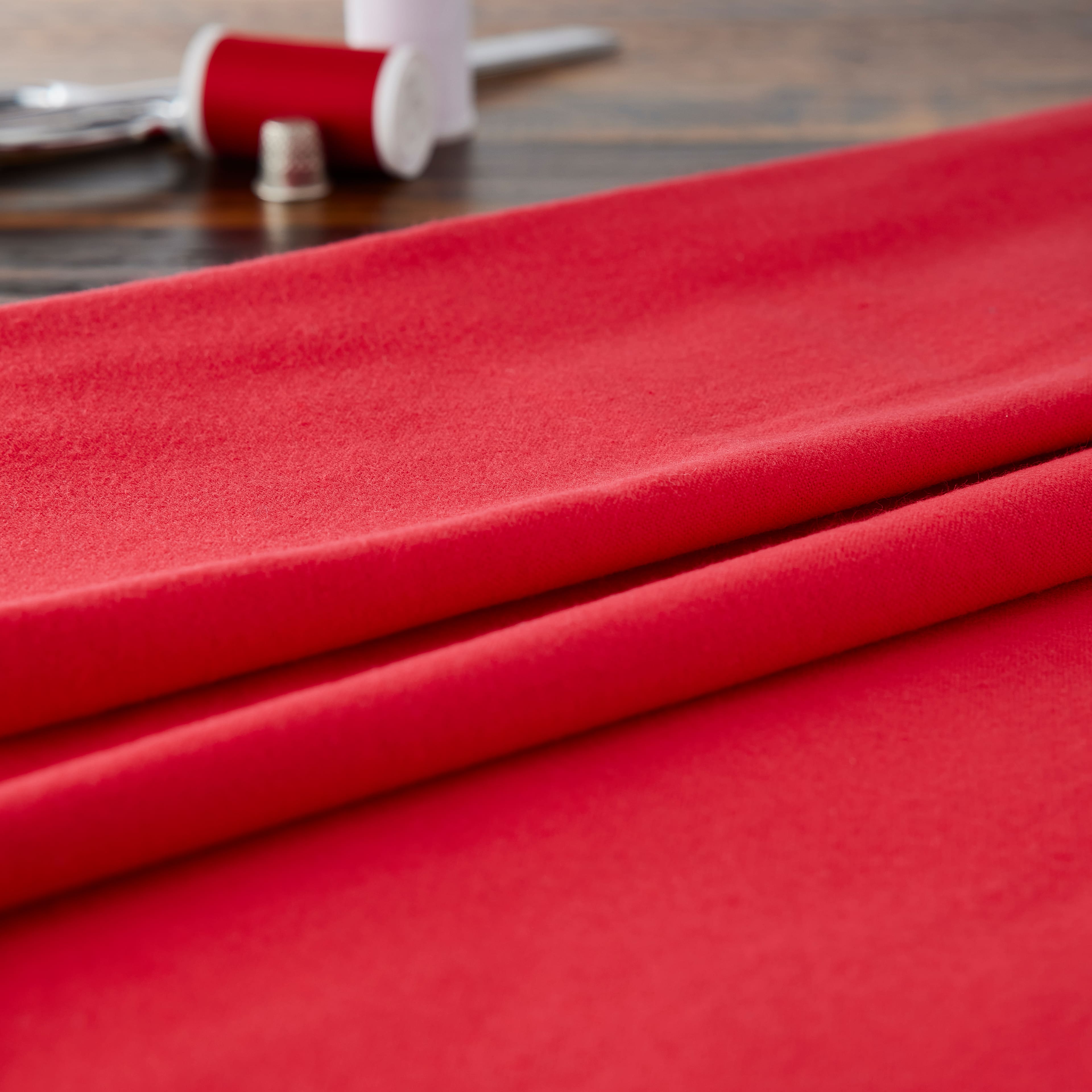 10 yd. Full Bolt: Feldman Red Cotton Flannel Fabric