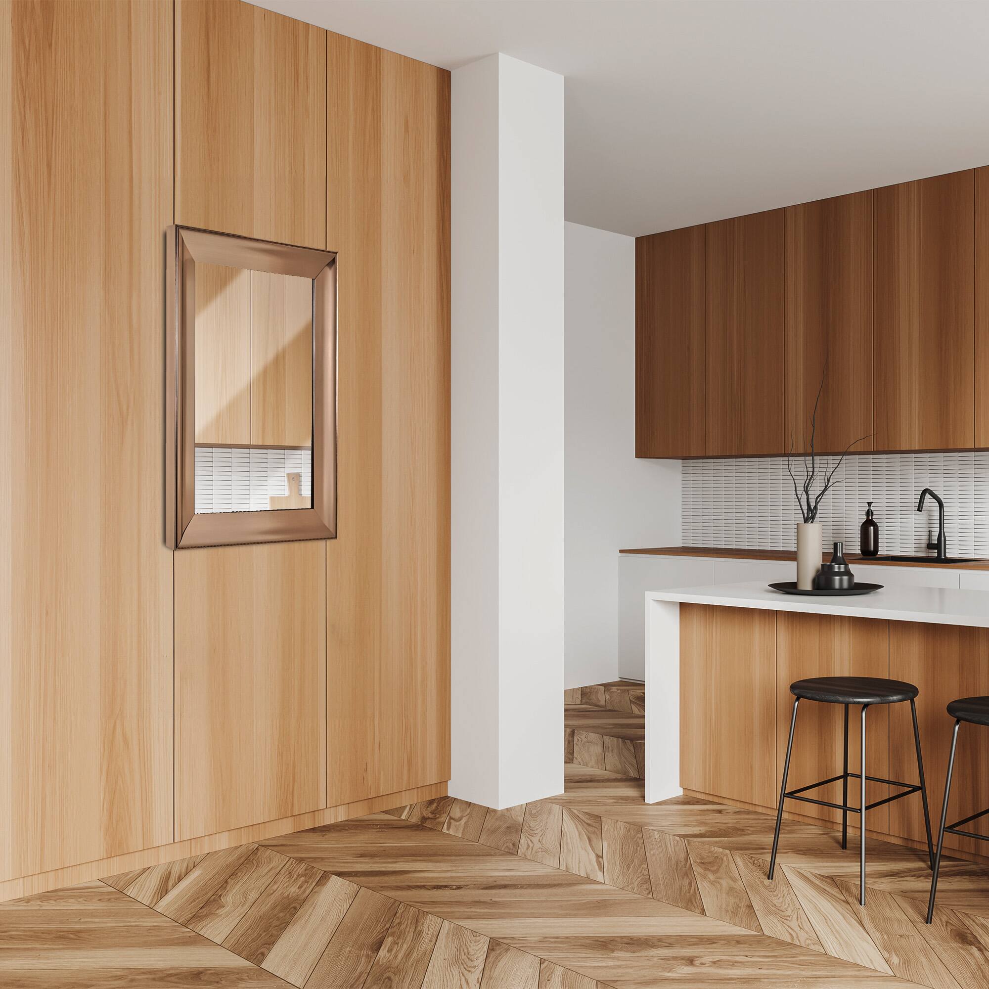 Head West Traditional Brushed Nickel Framed Wall Vanity Mirror - 24" x 30"