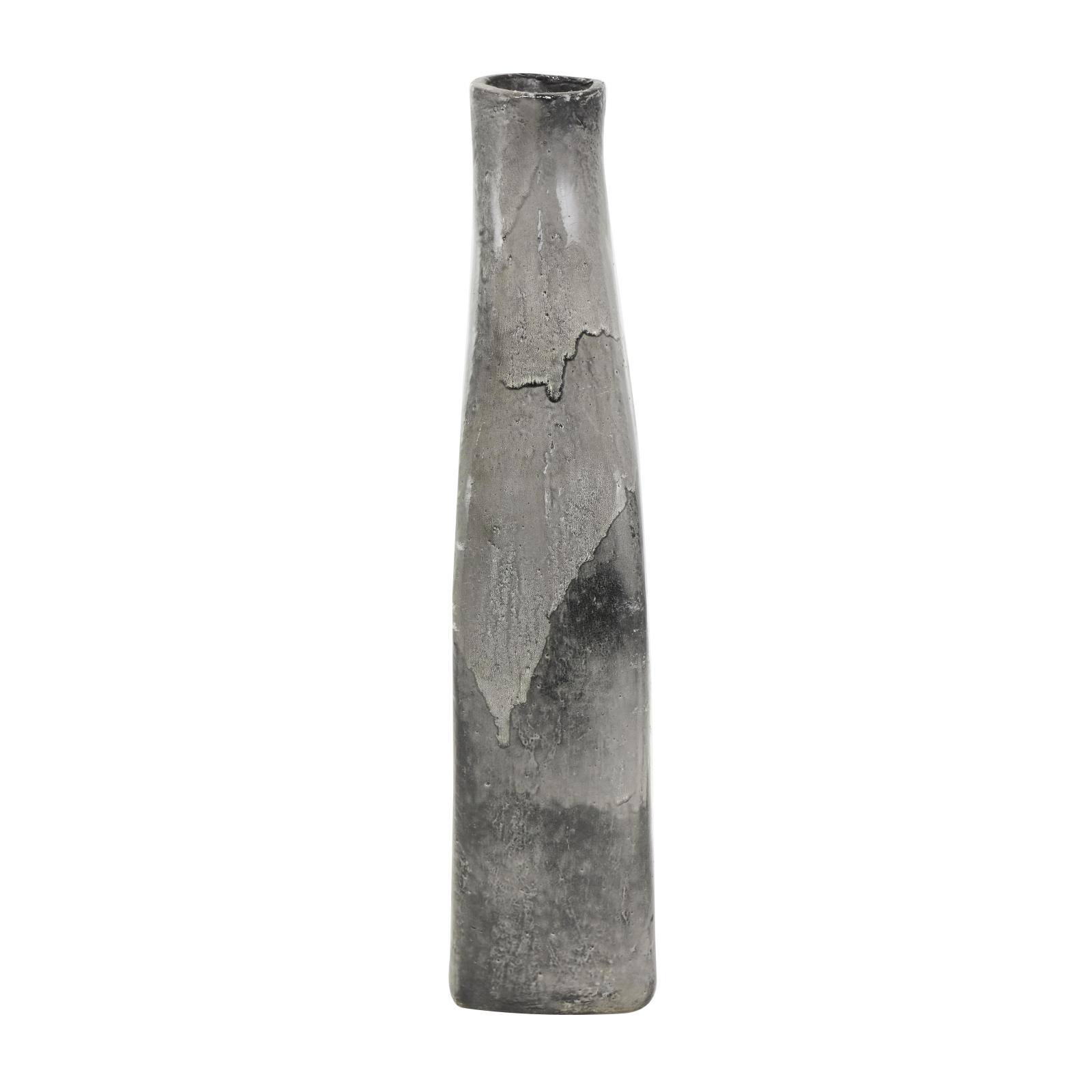 Gray Paper Mache Marble Inspired Decorative Vase with Cutout Handle