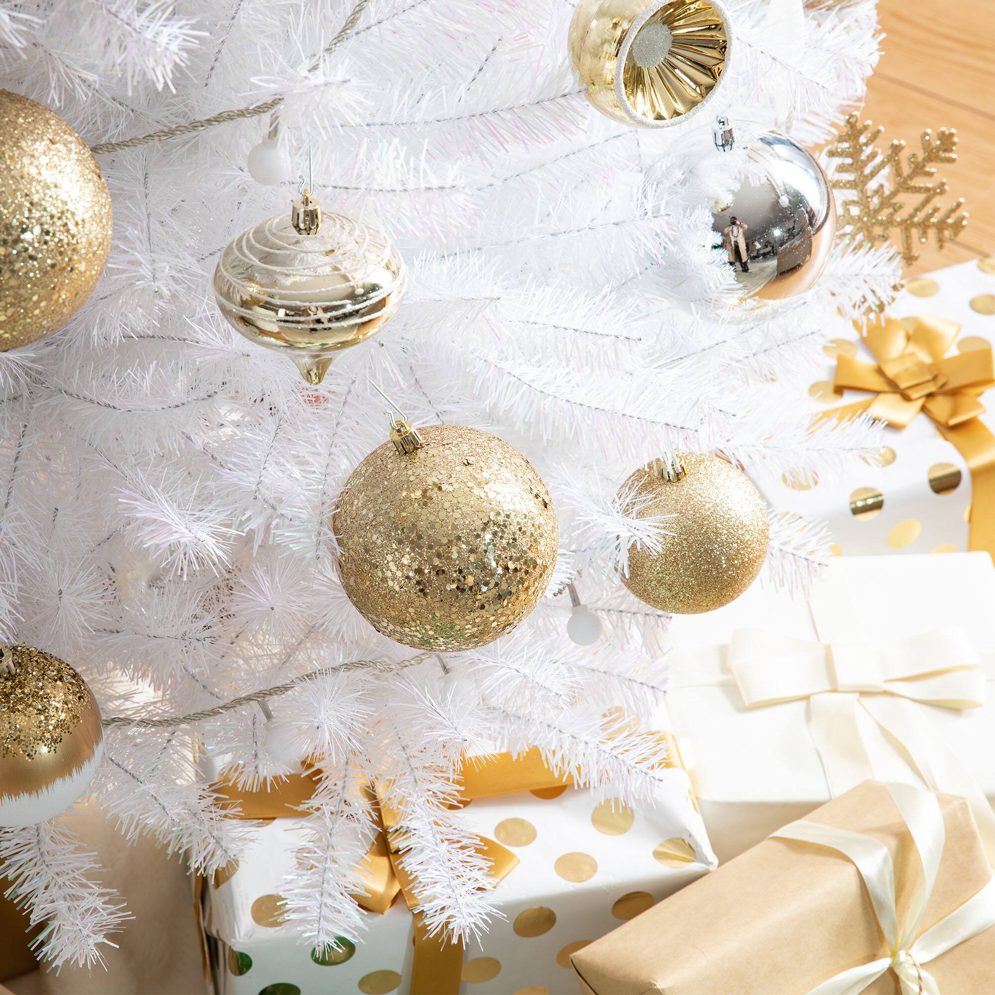 Glitzhome&#xAE; 160 Pack Elegant Silver &#x26; Gold Deluxe Boxed Shatterproof Ornaments