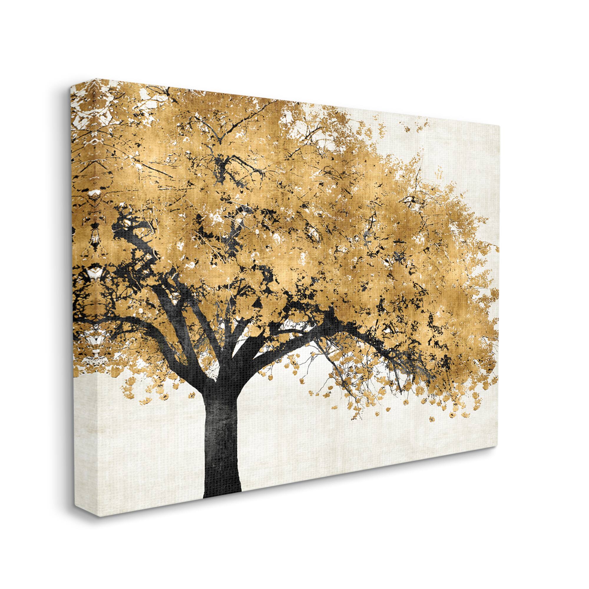 Stupell Industries Traditional Tree with Autumn Leaves over Neutral Canvas Wall Art