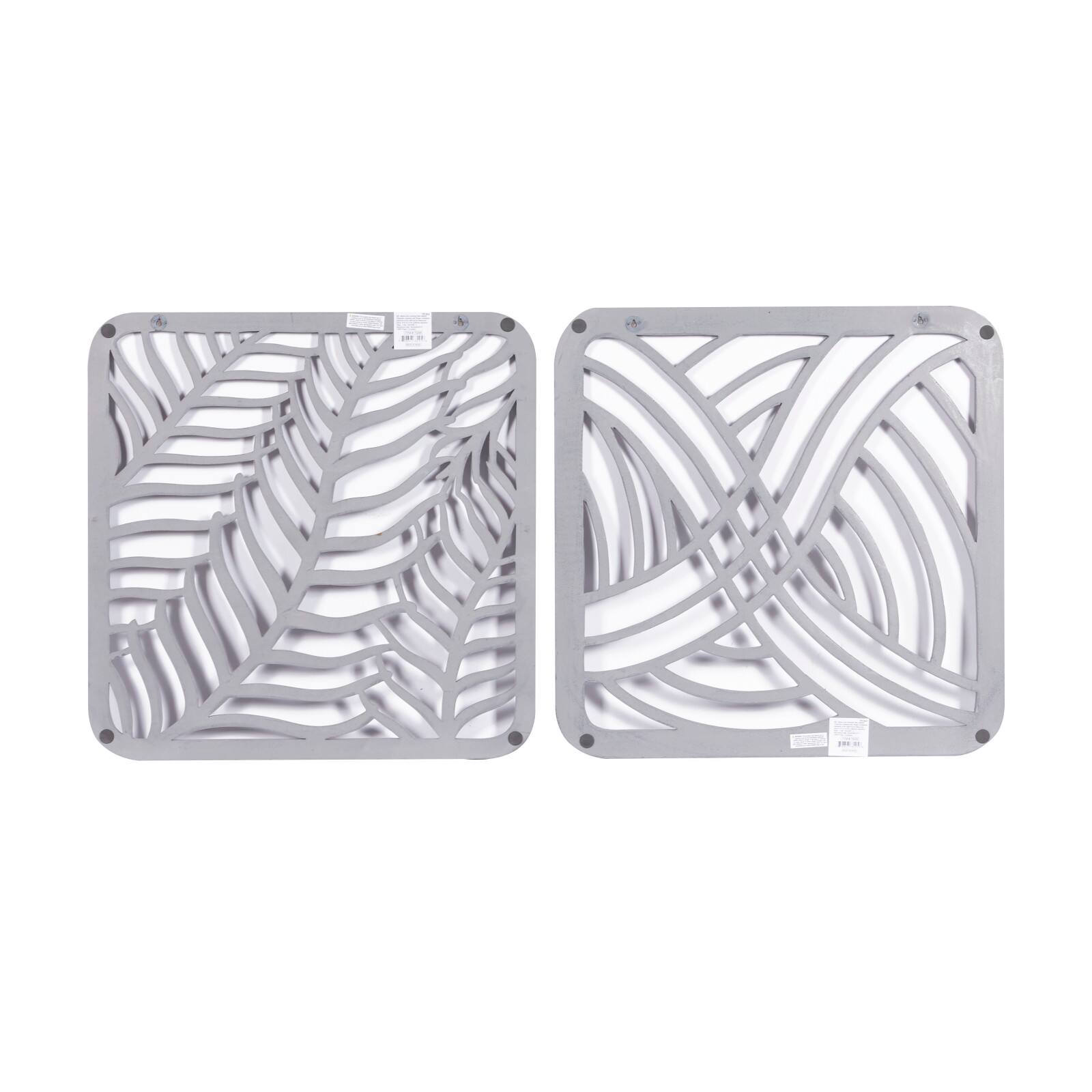 24&#x22; Gray Wood Eclectic Abstract Wall D&#xE9;cor Set
