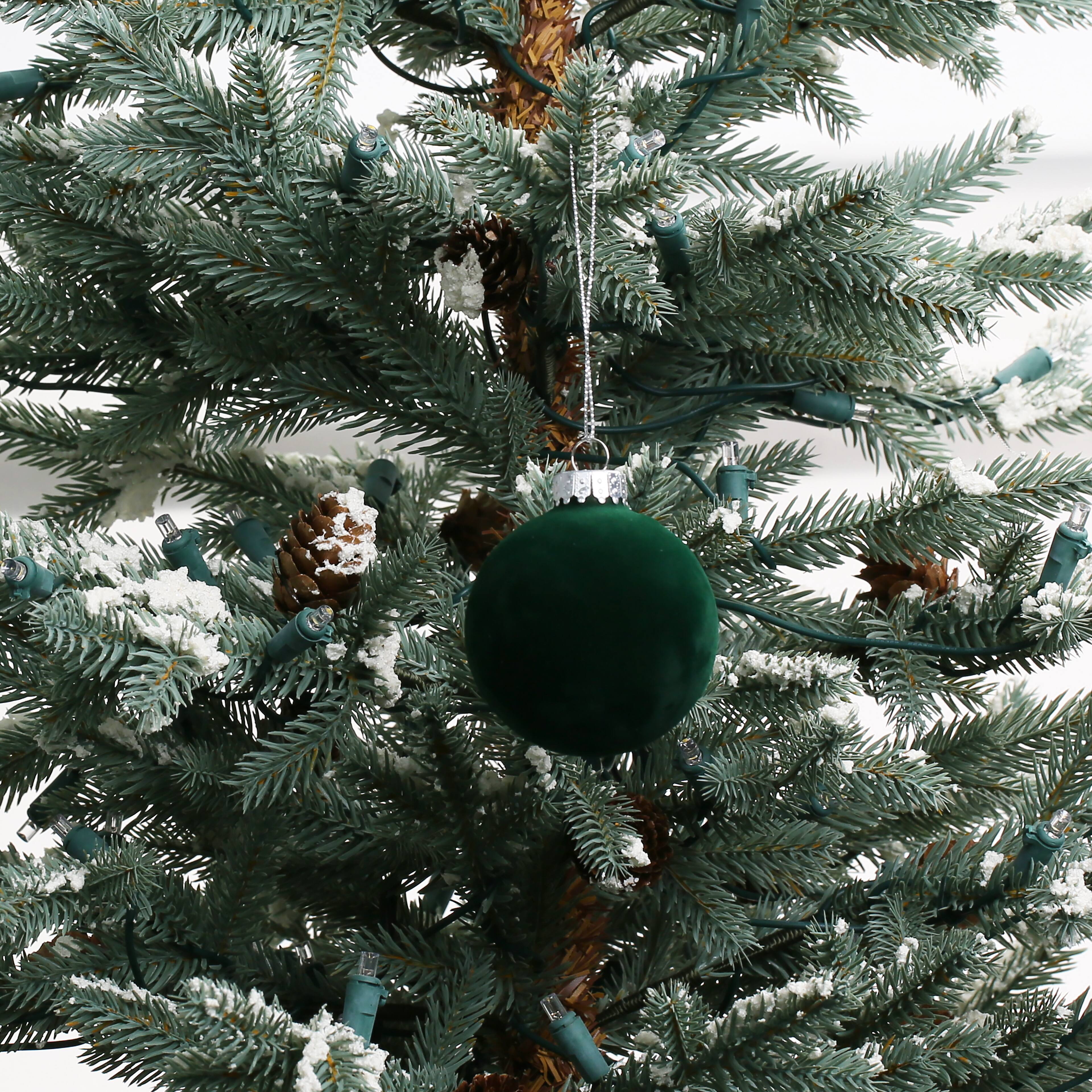 Boules de No&#xEB;l en verre floqu&#xE9; de 65&#xA0;mm d&#x2019;Ashland, paquet de 8