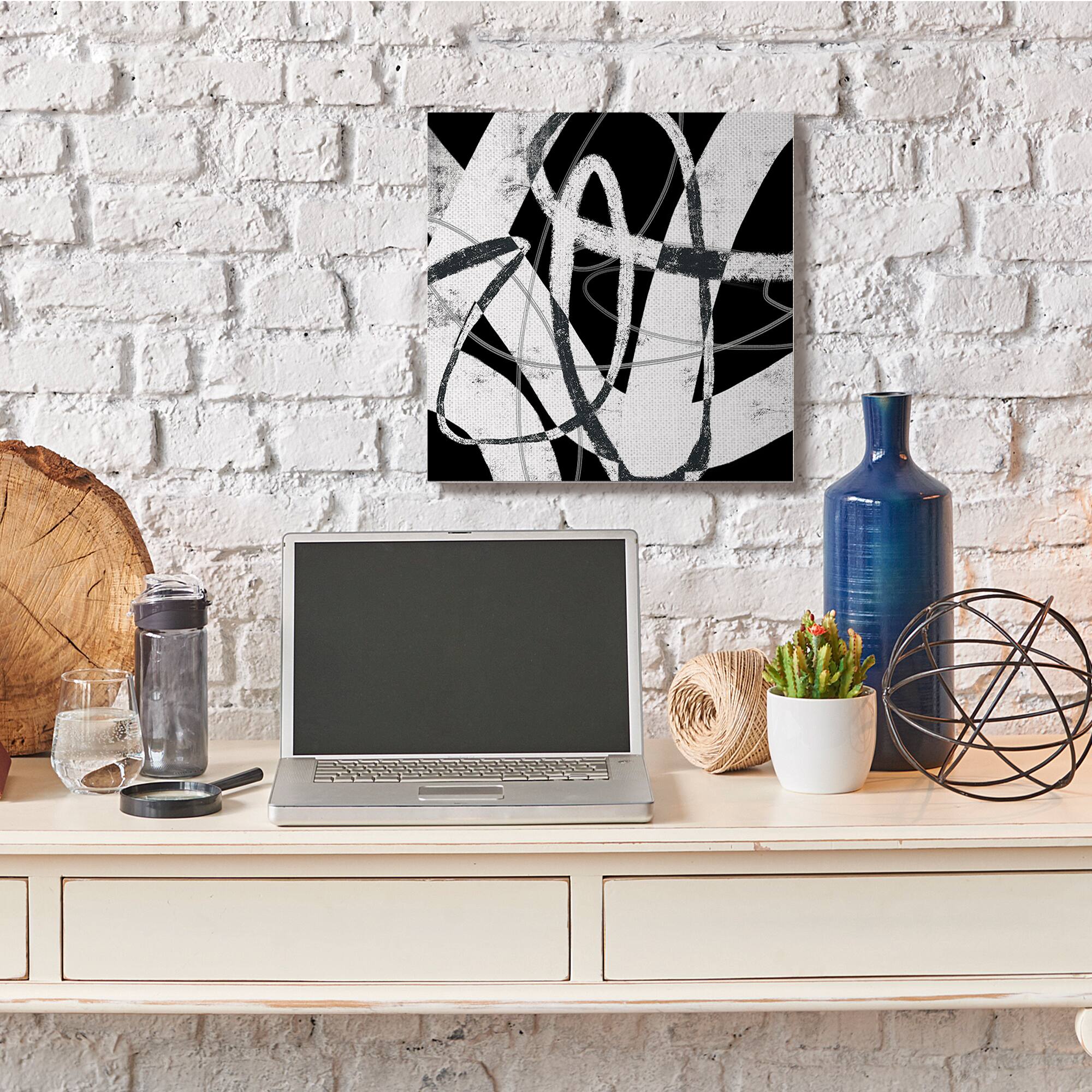 Stupell Industries Black & White Moving Abstract Canvas Wall Art