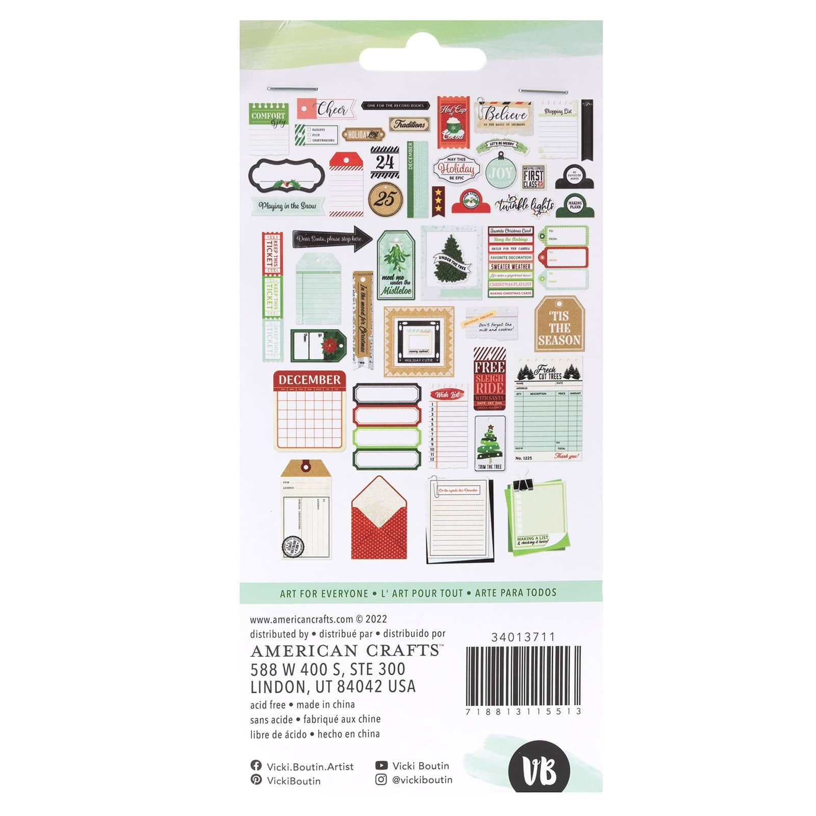 American Crafts&#x2122; Vicki Boutin Evergreen &#x26; Holly Ephemera Cardstock Die-Cuts