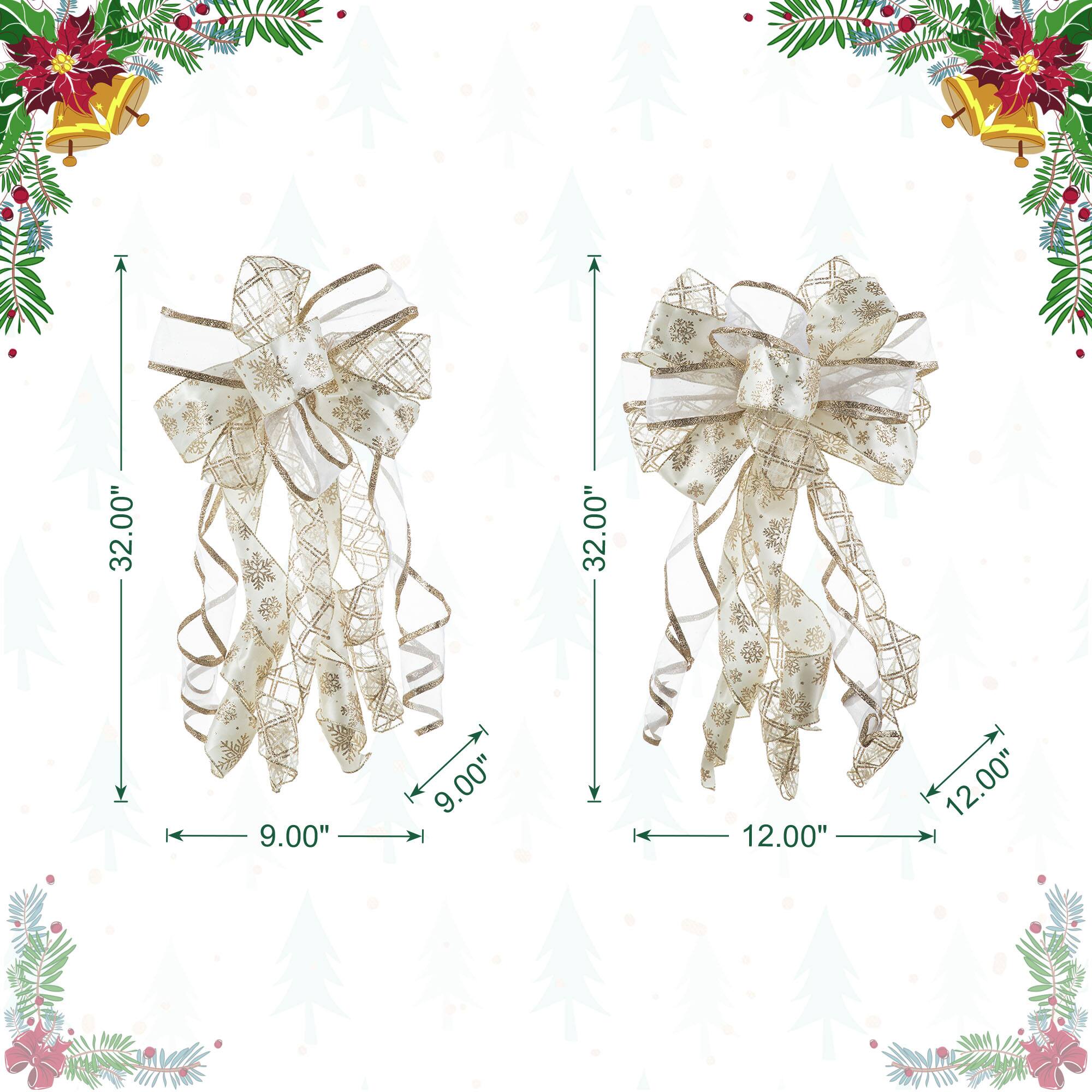 Glitzhome&#xAE; 32&#x22; Elegant Snowflake Ribbon Christmas Bows, 9ct.