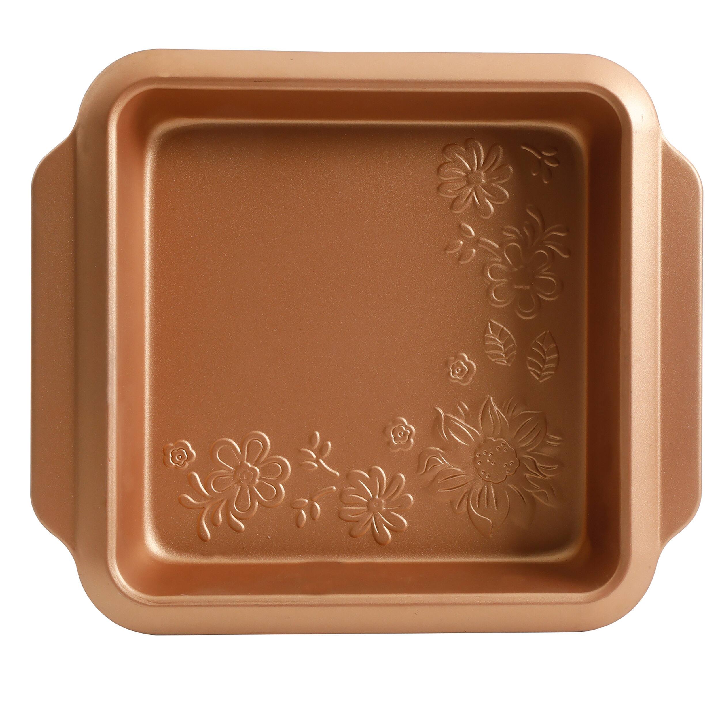 Gibson Country Kitchen 8&#x22; Embossed Square Copper Carbon Steel Bake Pan
