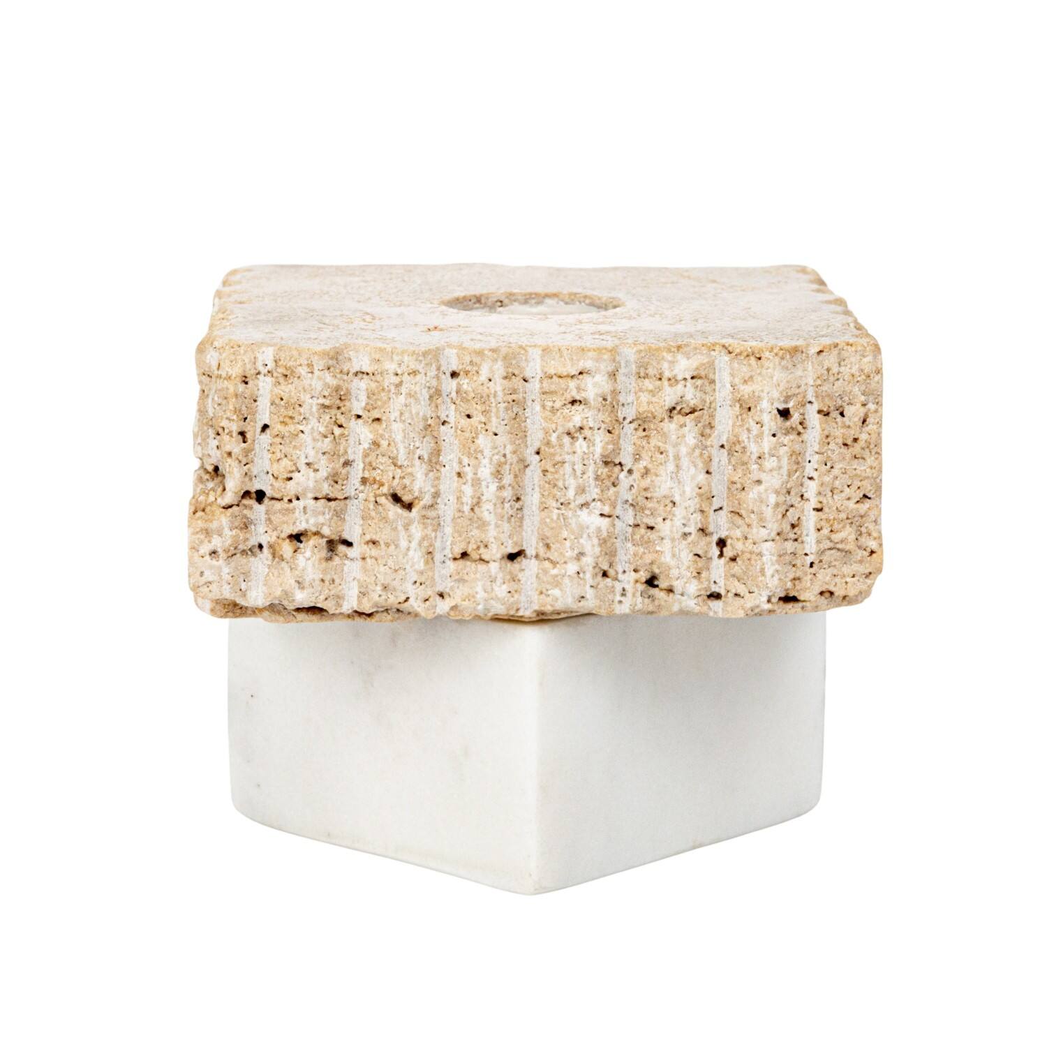 Hello Honey&#xAE; 3.25&#x22; Decorative Marble &#x26; Travertine Candle Holder