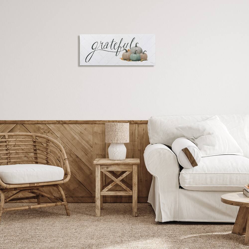 Stupell Industries Grateful with Pumpkins Canvas Wall Art