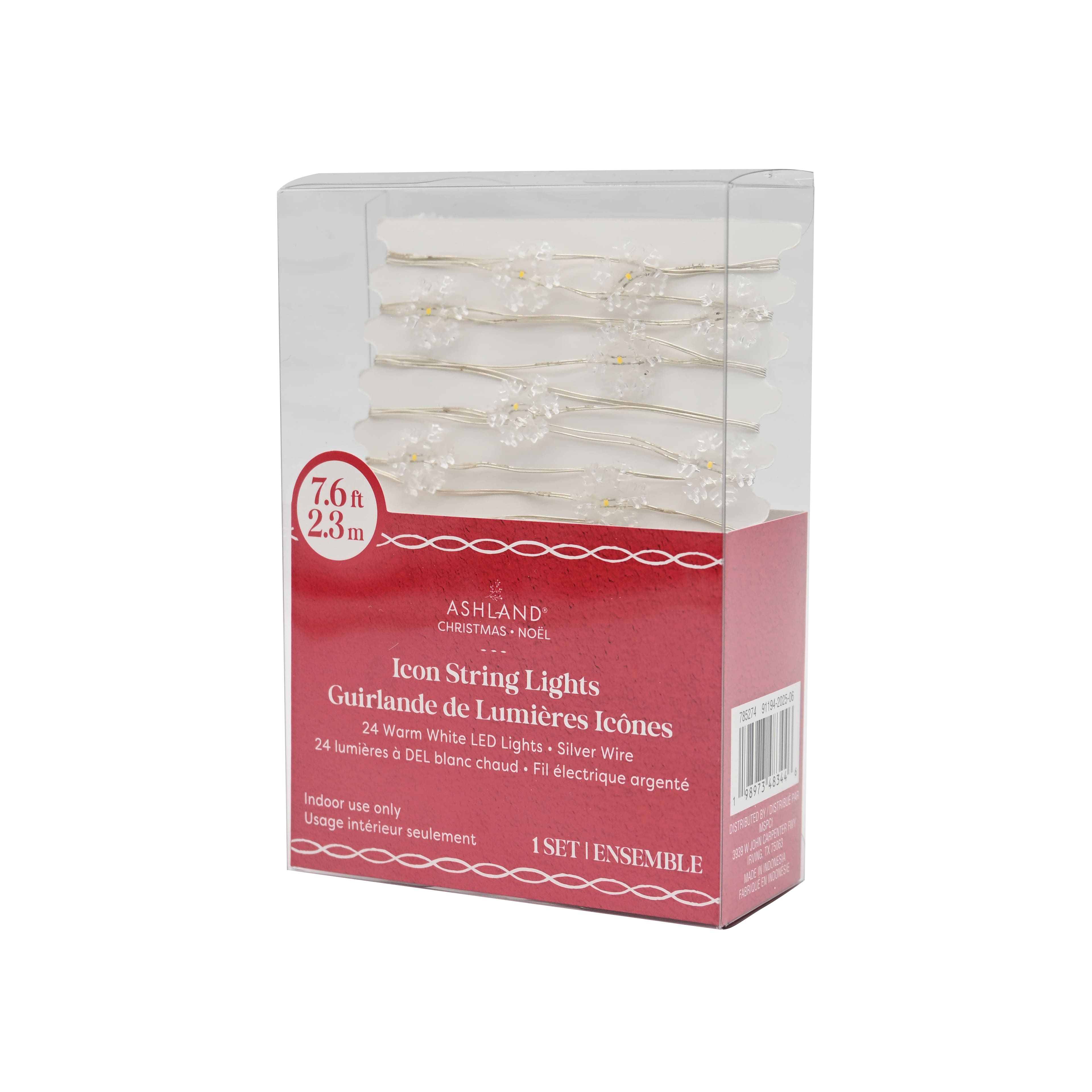 24ct. Warm White LED Snowflake String Lights on Silver Wire by Ashland®