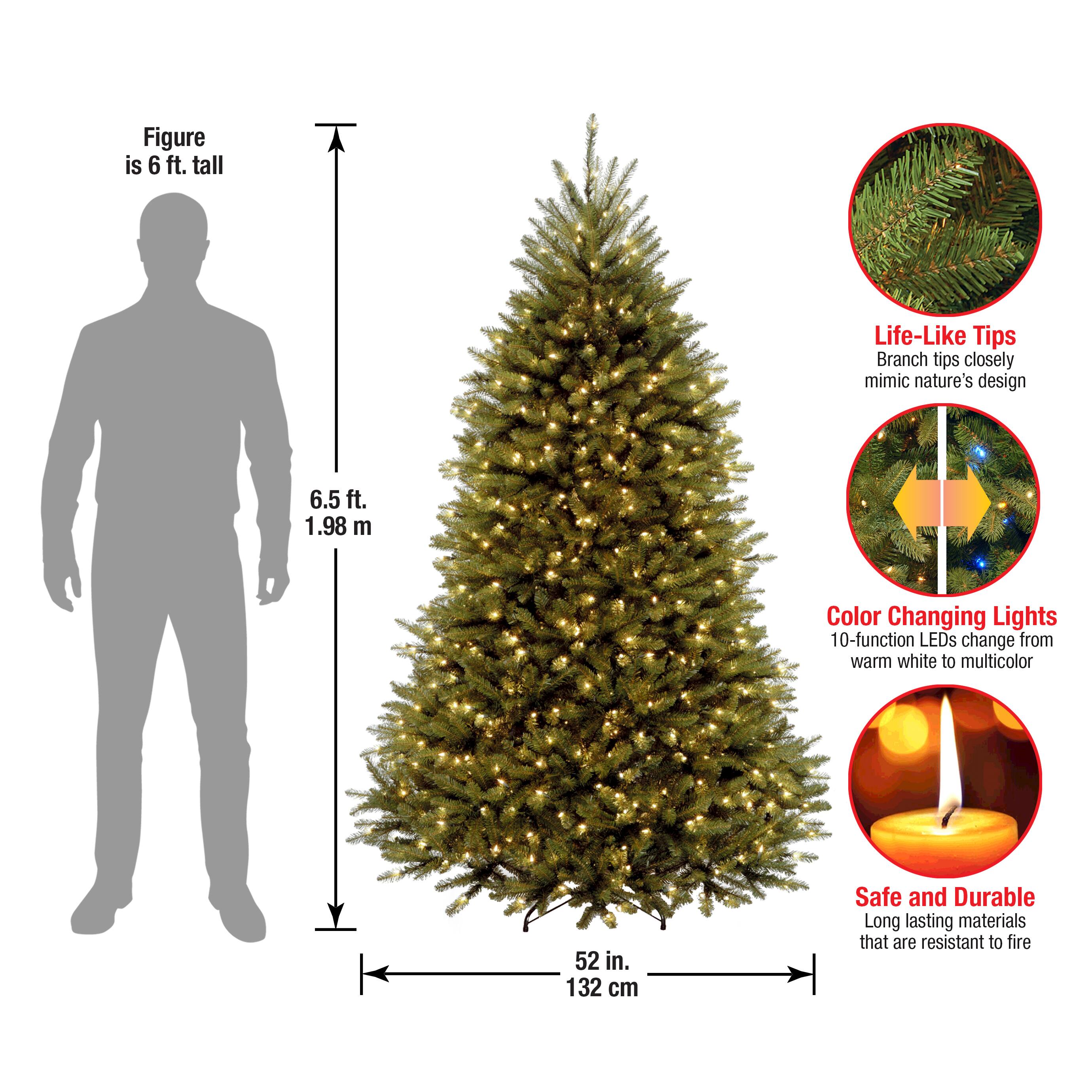 6.5 ft. Pre-lit PowerConnect™ Dunhill® Fir Full Artificial Christmas Tree, Dual Color® LED
