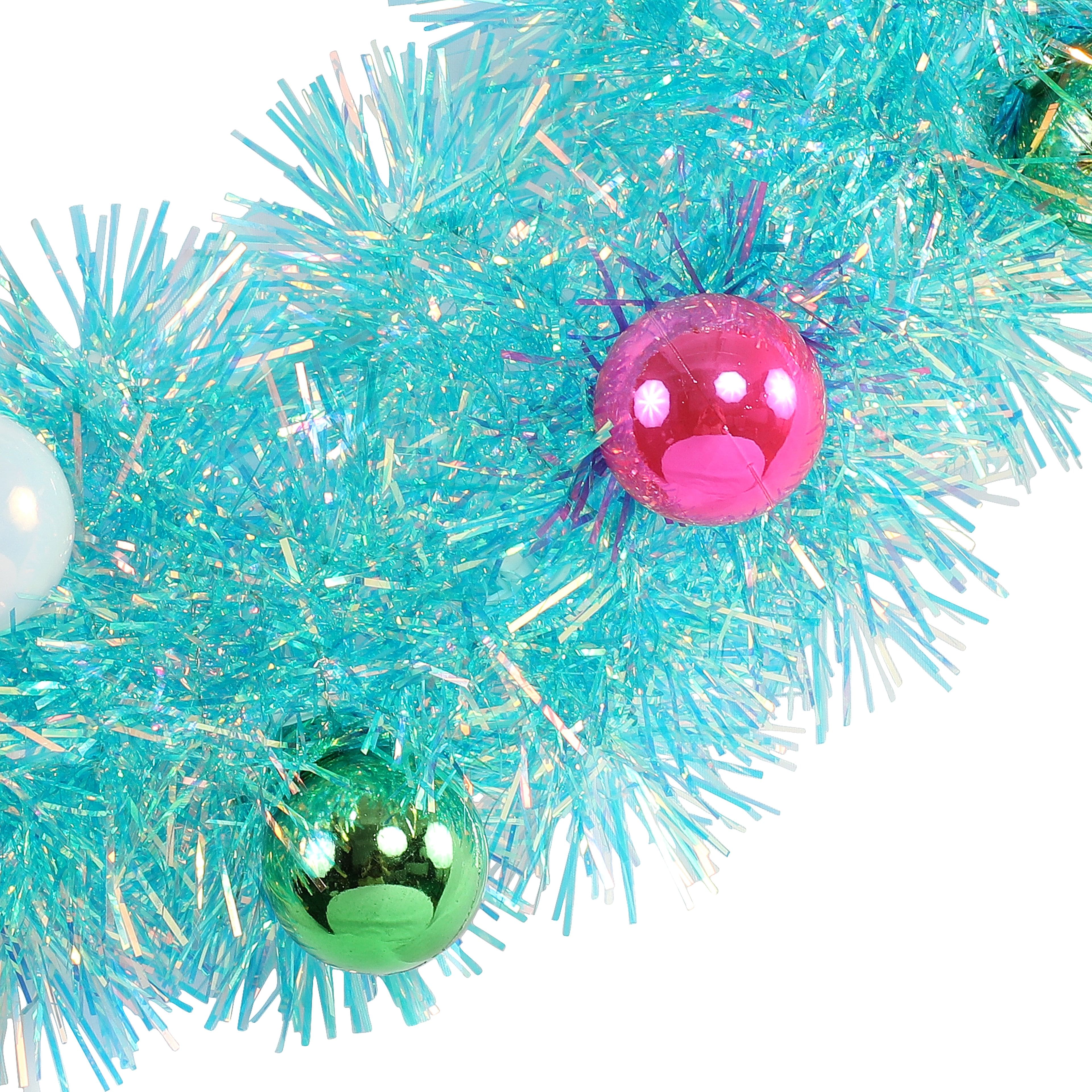 12&#x22; Blue Tinsel Wreath with Ornaments by Ashland&#xAE;