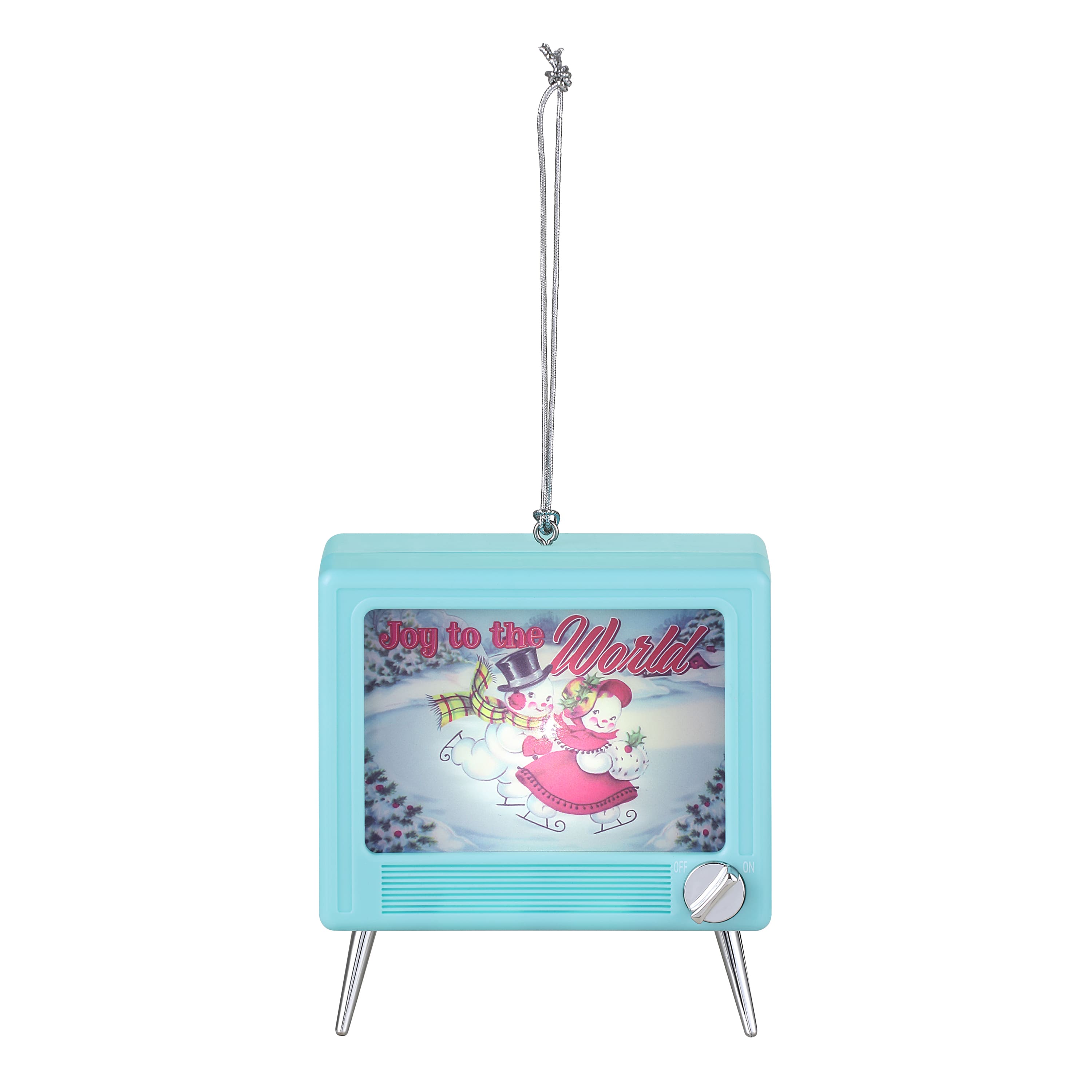 Teal Plastic Musical LED TV Ornament