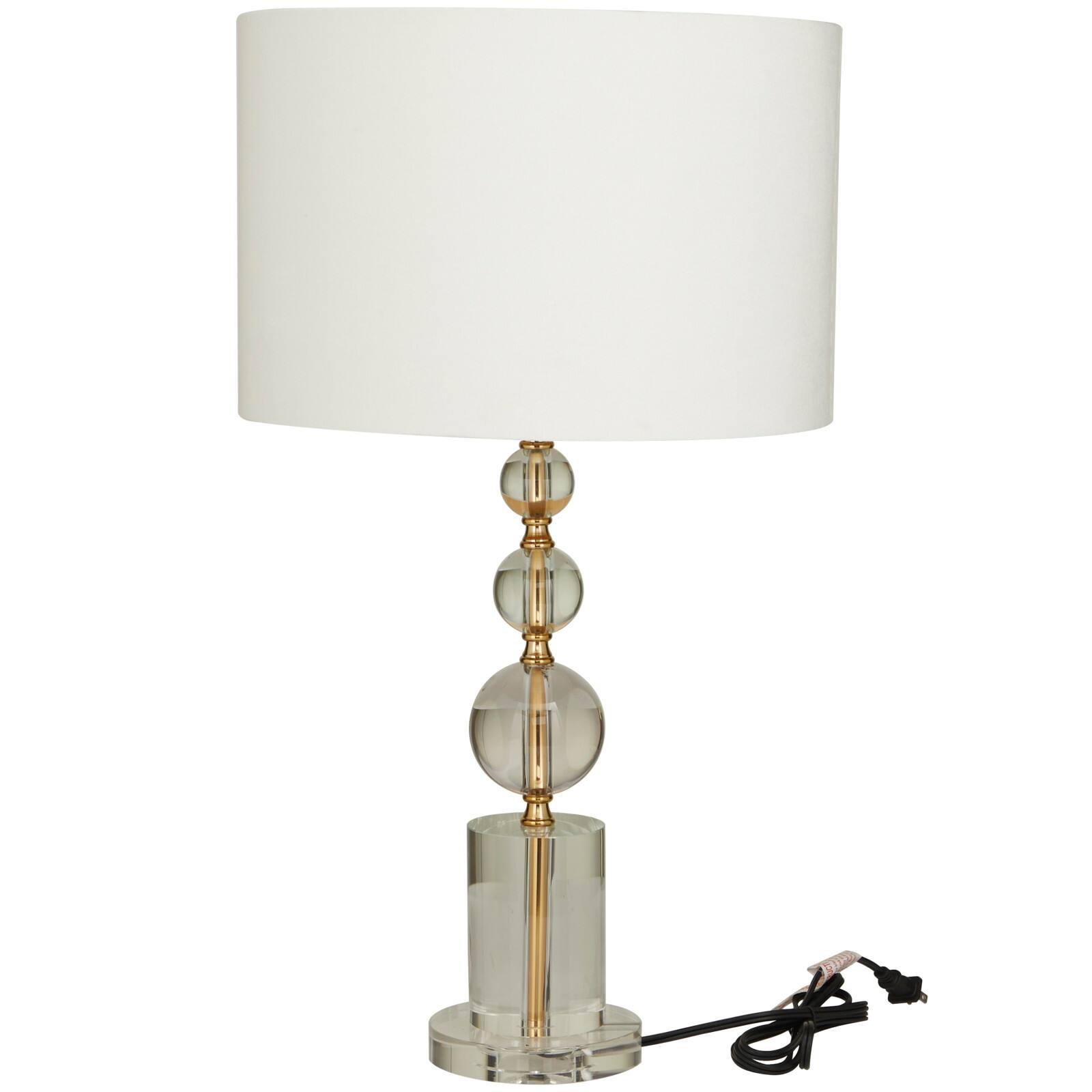 CosmoLiving by Cosmopolitan Gold Crystal Orbs Style Base Table Lamp with Drum Shade 15" x 15" x 27"