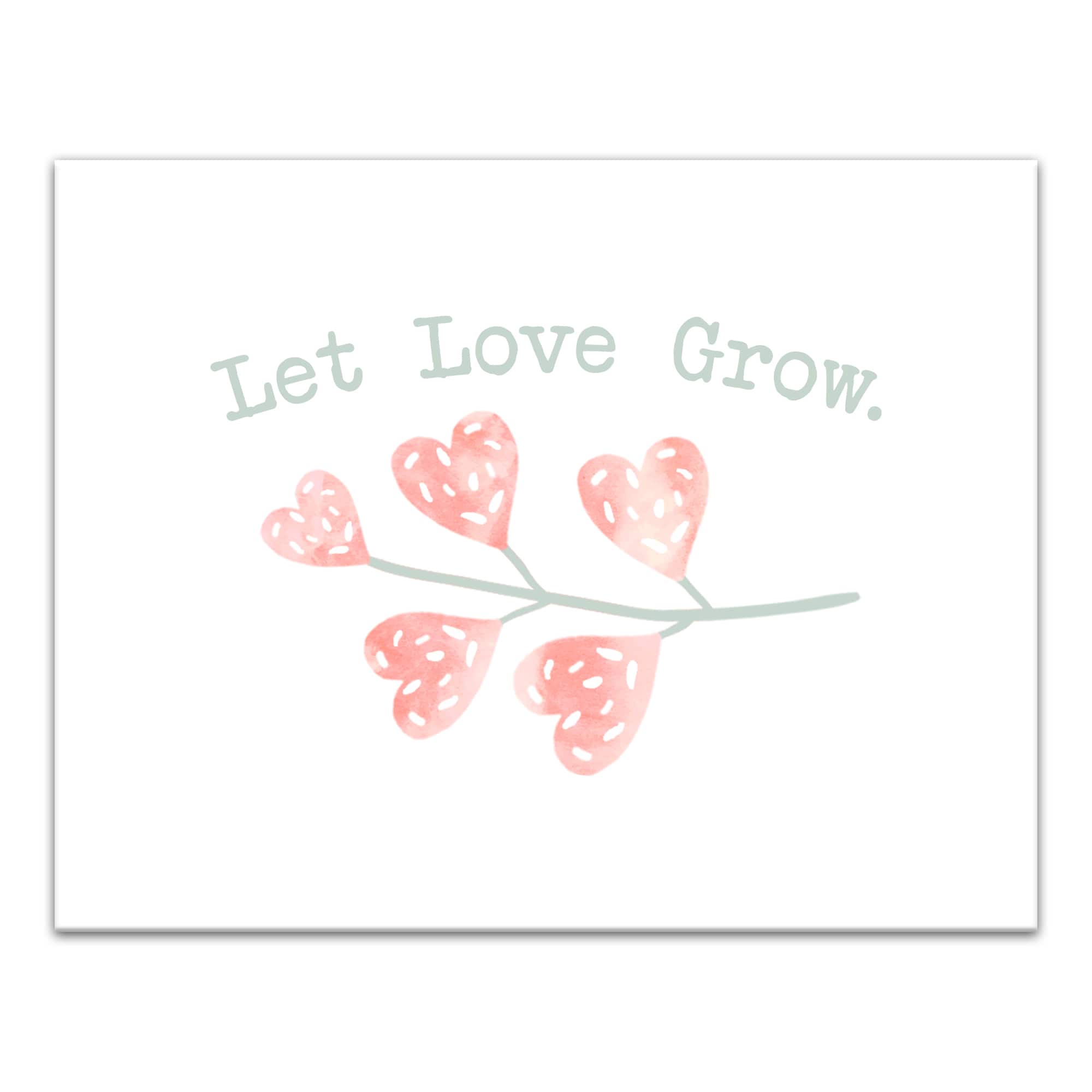 Let Love Grow Heart Branch 11&#x22; x 14&#x22; Canvas Wall Art