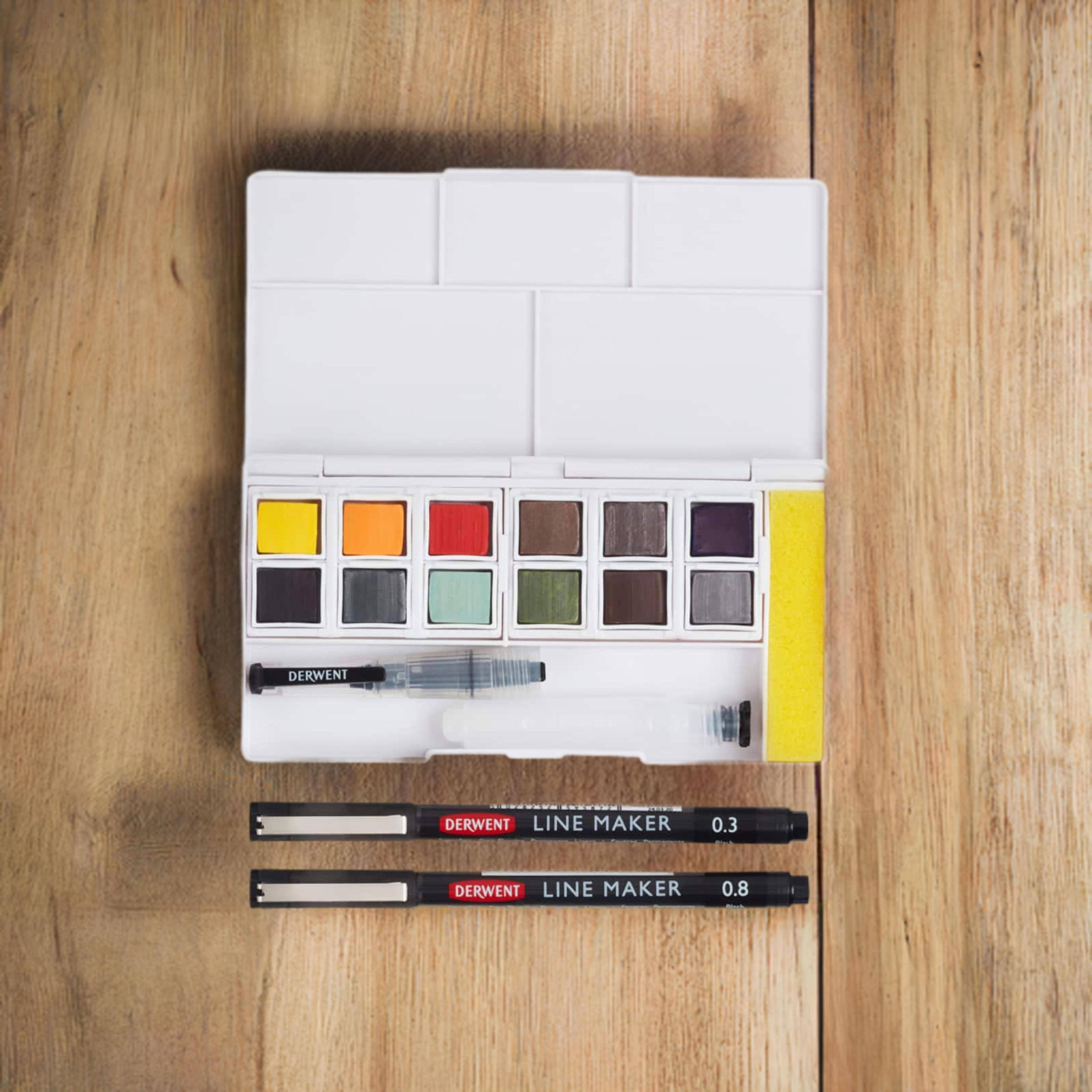Derwent Line &#x26; Wash Paint Pan 12 Color Set