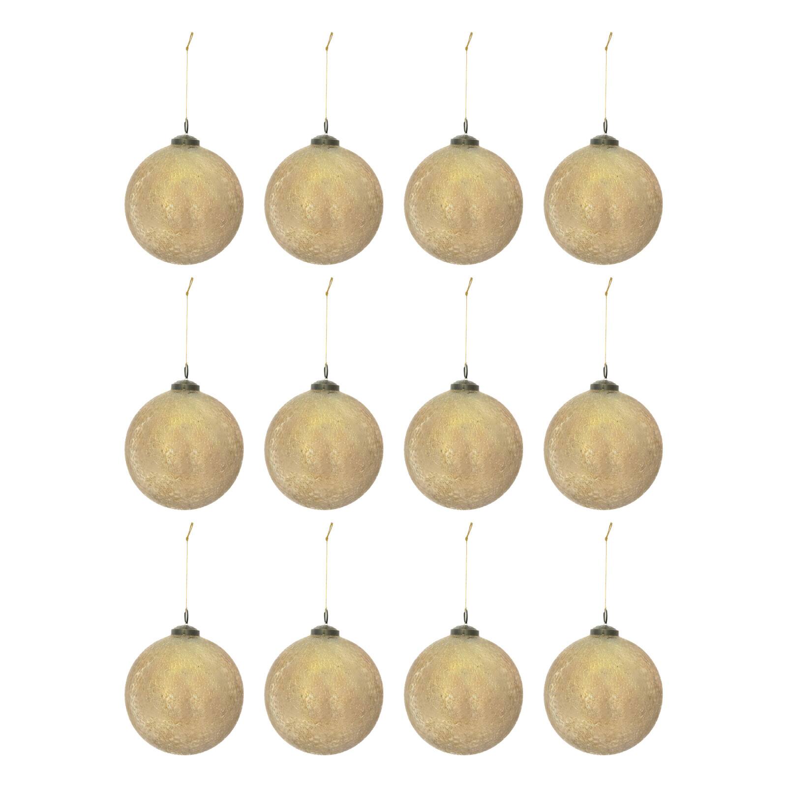 Hello Honey® 12 Pack 3" Gold Glass Seeded Ball Ornaments