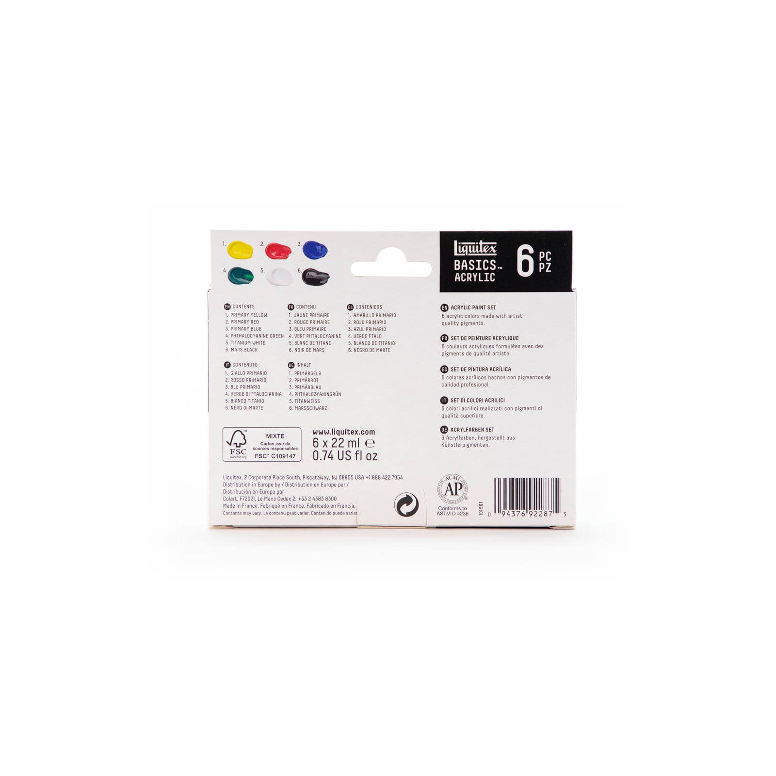 Liquitex® BASICS™ Introductory 6 Colour Acrylic Color Set