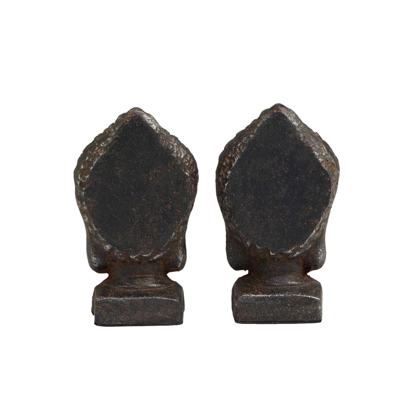 6.25" Black Antique Finish Metal Buddha Bookends, 2ct.