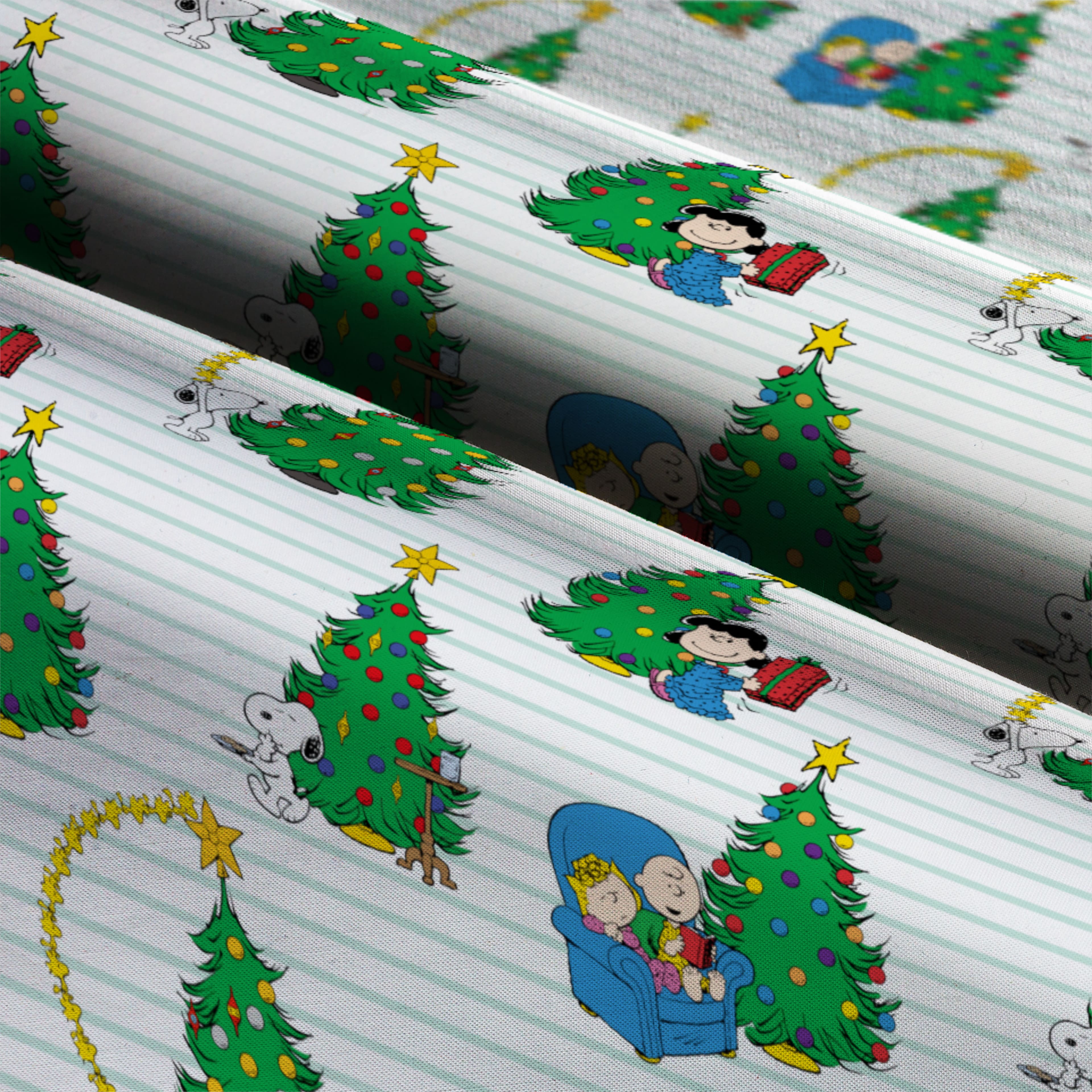 Peanuts® Christmas Tree Pin Stripe Cotton Fabric